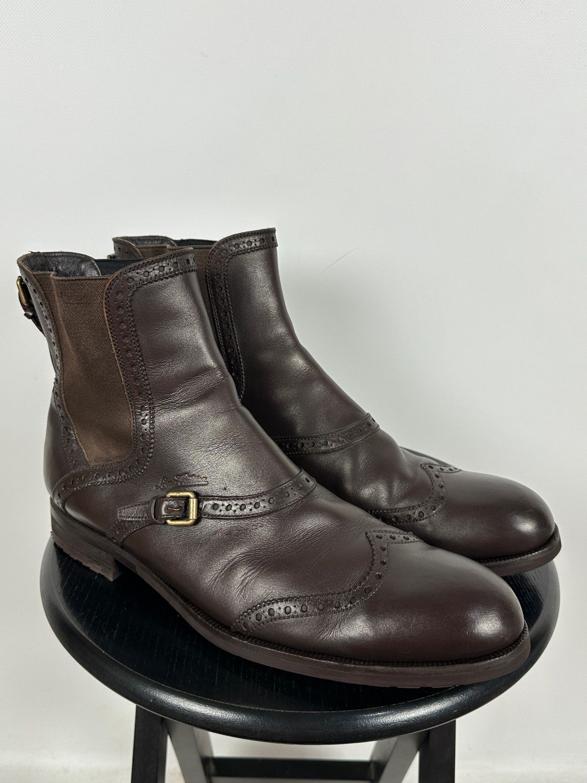 Louis Vuitton Louis Vuitton Brown Leather Chelsea Wingtip Brogue Boots Size US 12 / EU 45 - 3 Thumbnail
