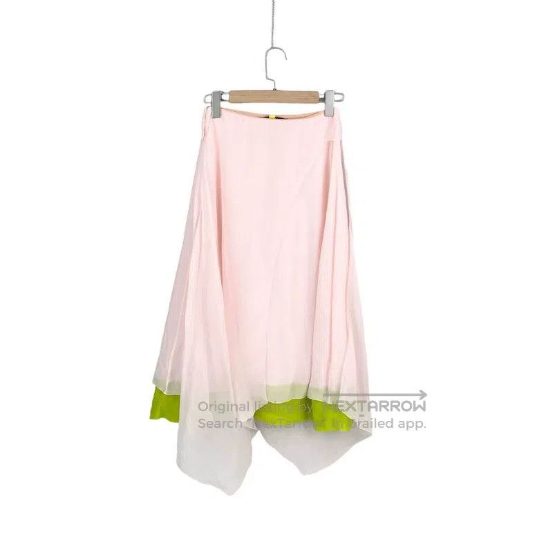 Fendi Mulberry Silk Color Block Asymmetrical Skirt