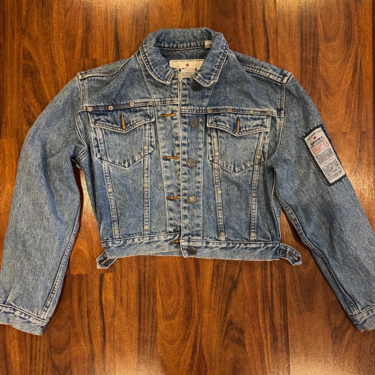 Designer Vintage Cropped Soviet Denim Jacket Size M / US 6-8 / IT 42-44 - 1 Thumbnail