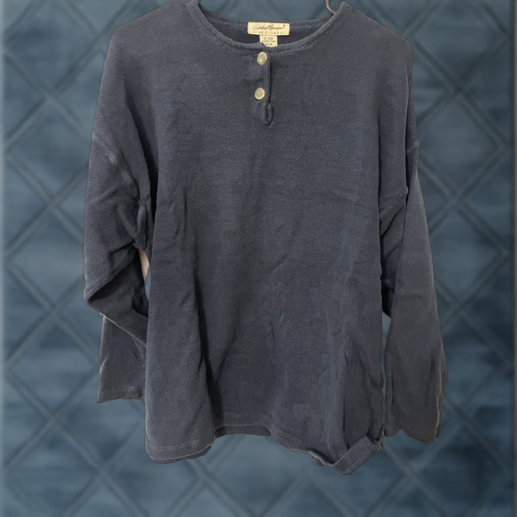 Eddie Bauer VINTAGE Eddie Bauer Sweater Heavyweight 2 Button Henley M Navy Blue Knit Womens Size M / US 6-8 / IT 42-44 - 1 Thumbnail