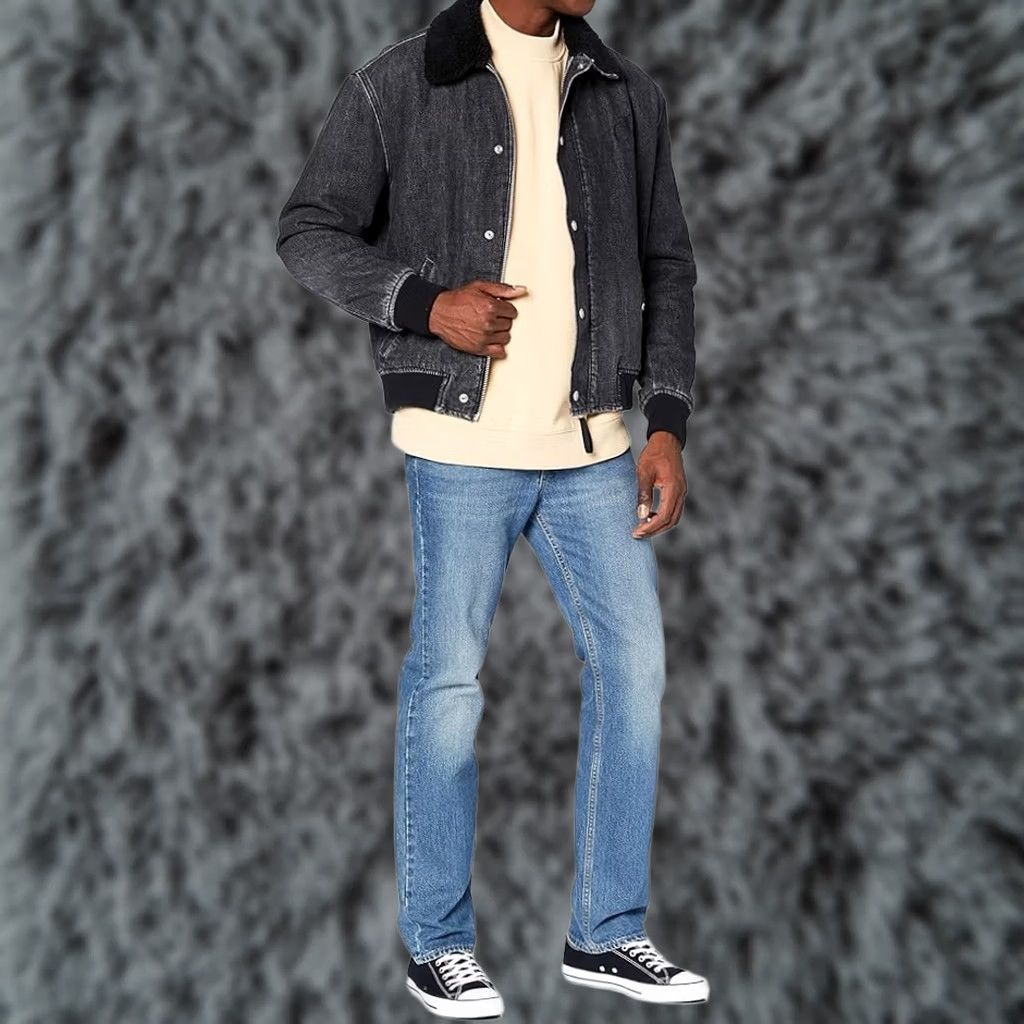 Calvin Klein Calvin Klein Jeans Sherpa Flight Bomber Jacket Denim Black Pocket Raf Style Size US 31 - 1 Thumbnail