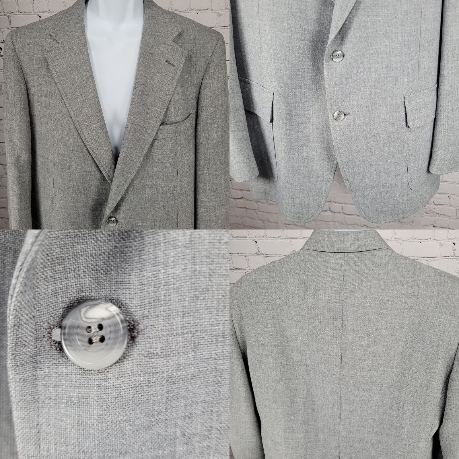 Vintage VINTAGE Donald Brooks Grey 2 Button Notch Lapel Single-Vented Sport Coat Blazer Men 44L Gray Solid Classic 44L Mens Size 44R - 8 Thumbnail