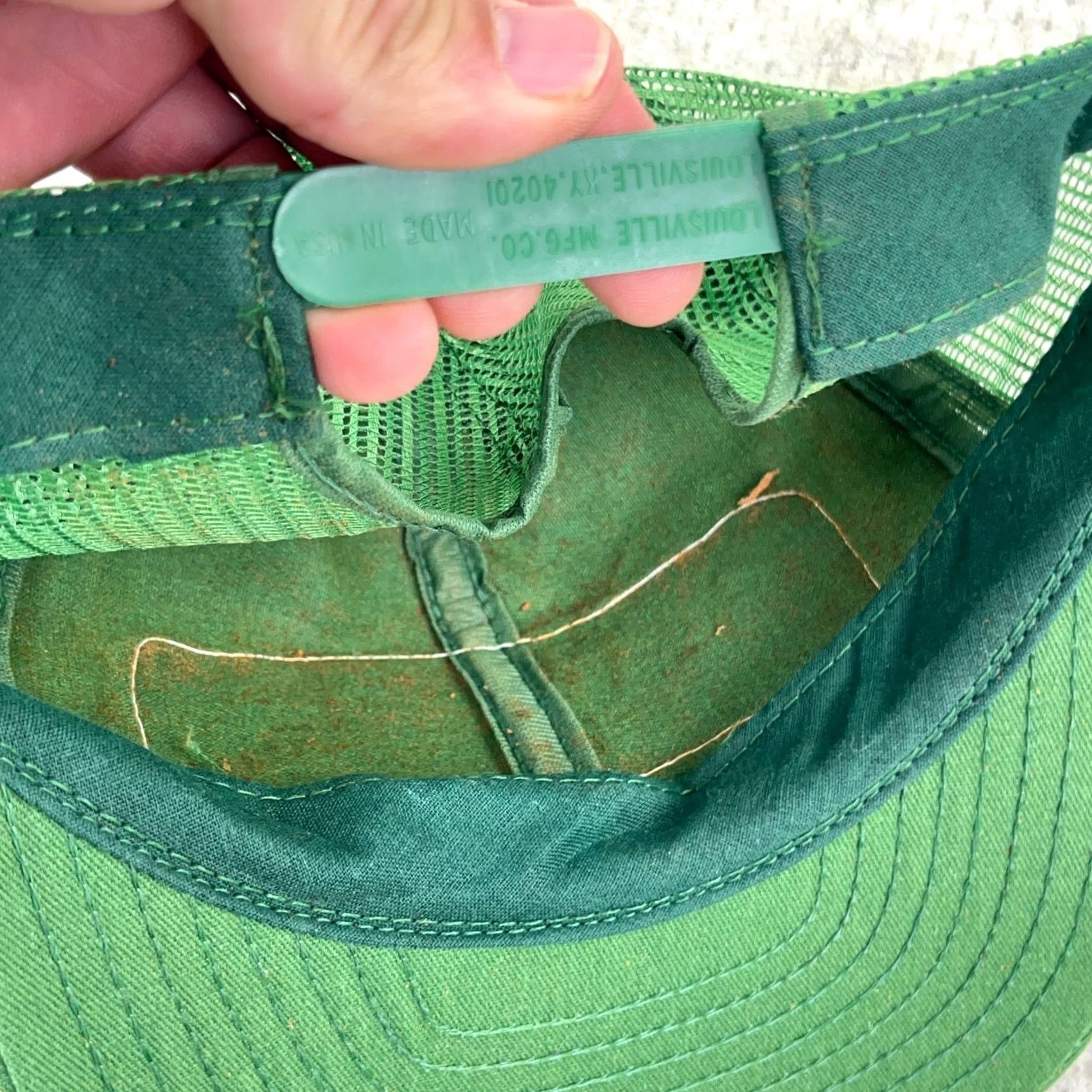 Vintage VINTAGE Louisville MFG Hat Mens One Size Green John Deere Trucker Cap Made USA 80s Tractor Patch Size ONE SIZE - 6 Thumbnail