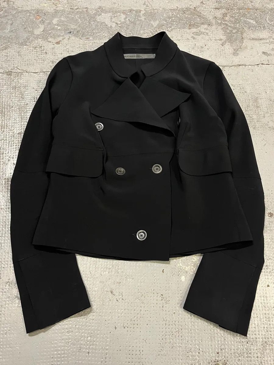 Marithe + Francois Girbaud 1990s Marithé + François Girbaud Oversized Collar Black Blazer Size S / US 4 / IT 40 - 1 Thumbnail