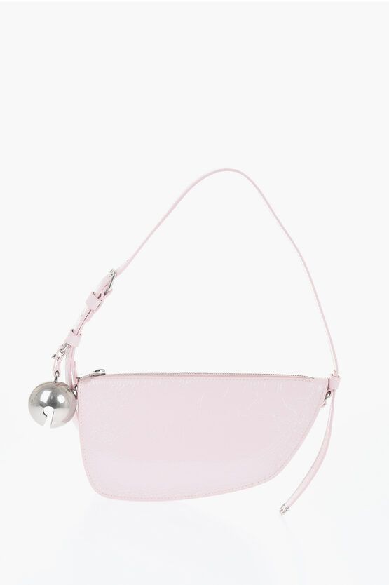 Burberry Crakle Leather Shield Sling Shoulder Bag With Maxi Charm in Pink, Women's