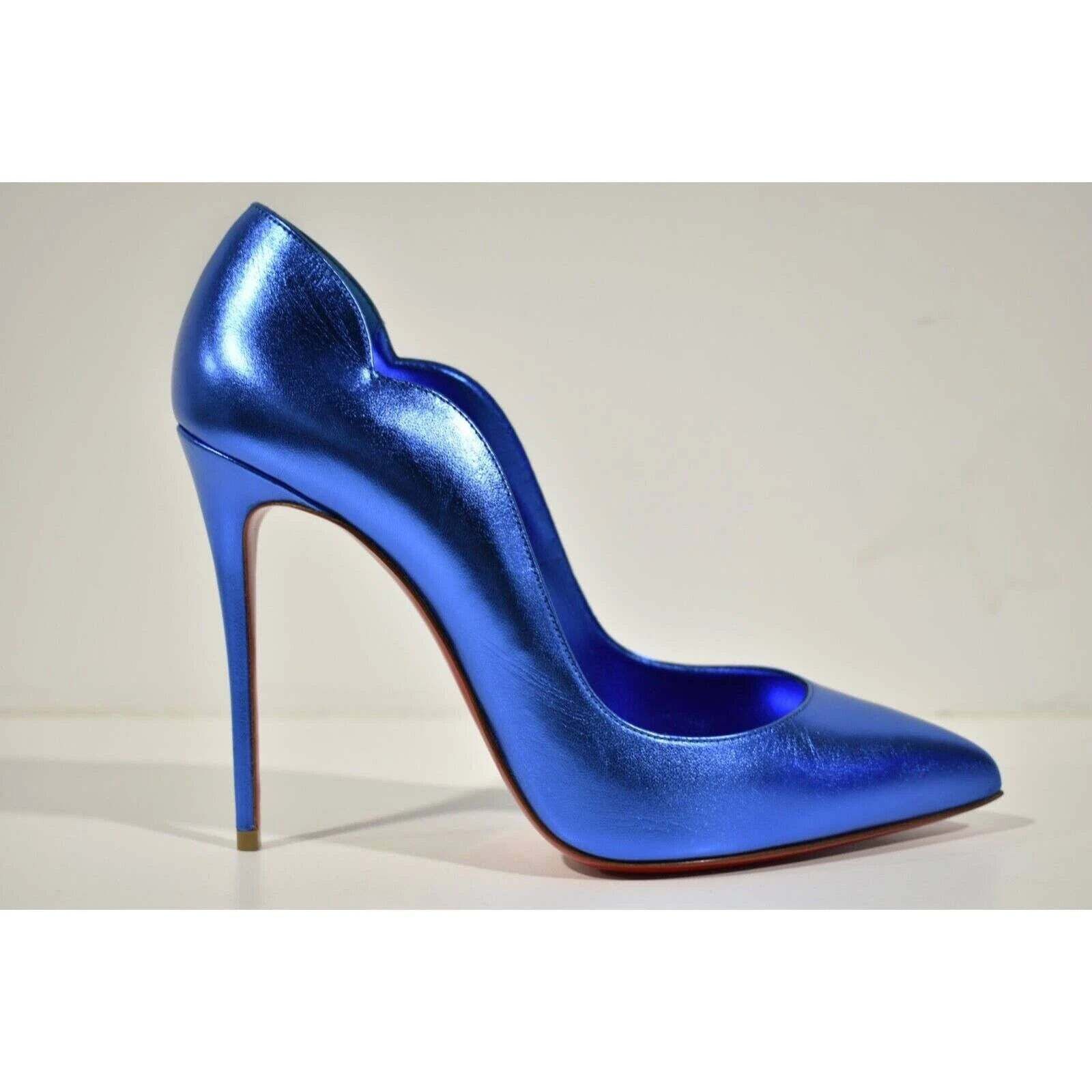 Christian Louboutin Hot Chick 100 Alize Blue Leather Pointed Toe Heel Pump 35.5 Size US 5.5 / IT 35.5 - 2 Thumbnail