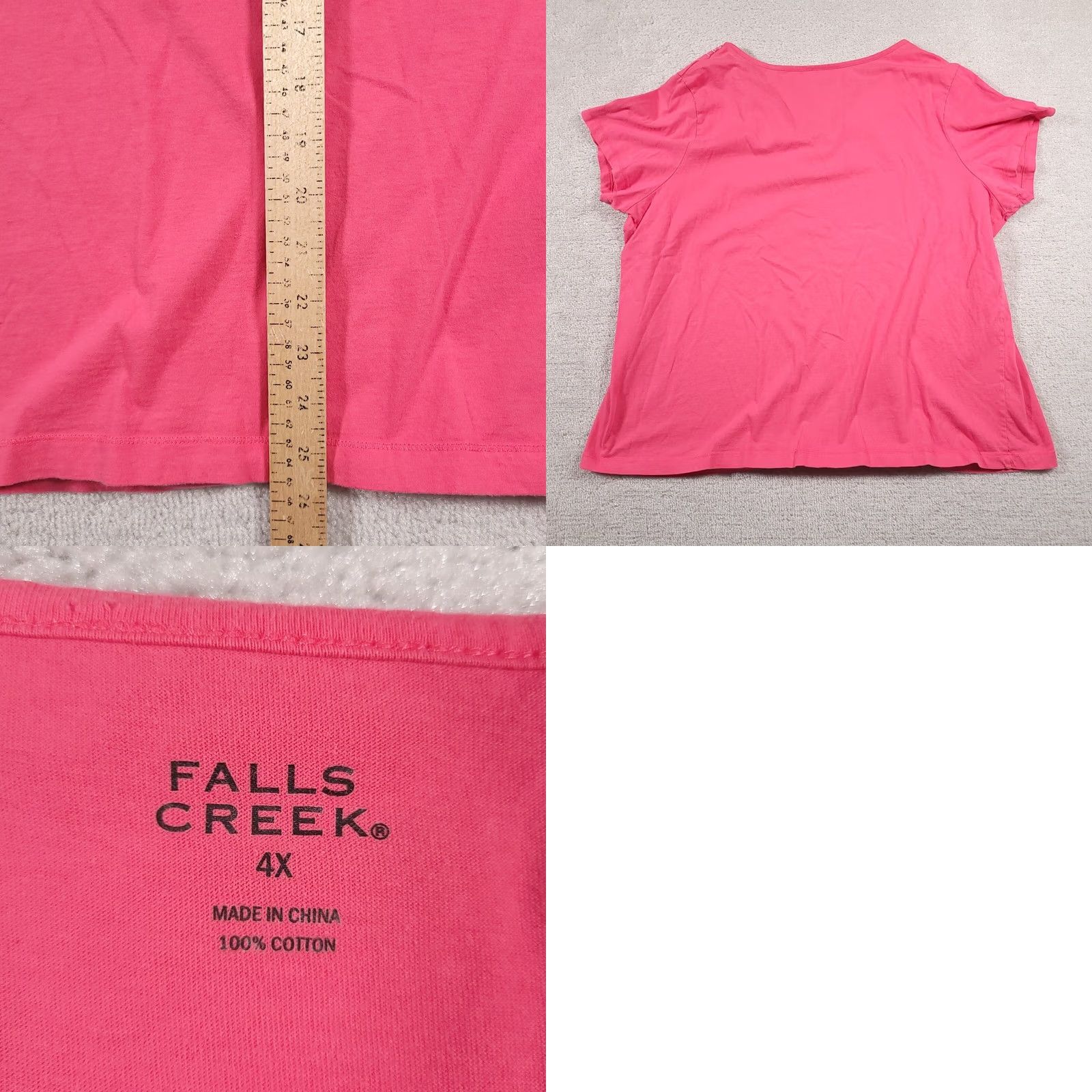 Vintage Falls Creek Shirt Women’s 4X Plus Size Pink Short Sleeve Embroidered V-Neck Boho Shirt Size XXL / US 16-18 / IT 52-54 - 8 Thumbnail