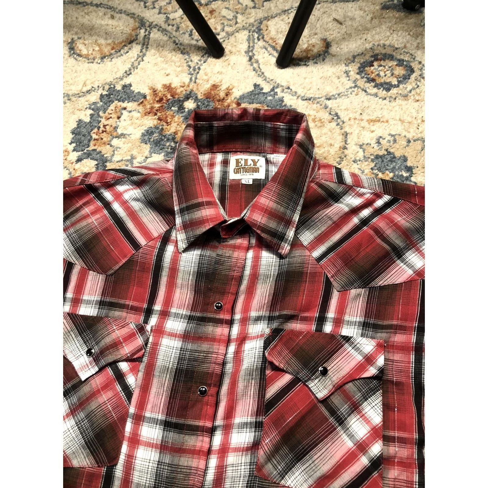 Vintage Ely Cattleman Shirt Mens XL Red Plaid Western Pearl Snap Long Sleeve Cowboy Size US XL / EU 56 / 4 - 7 Thumbnail