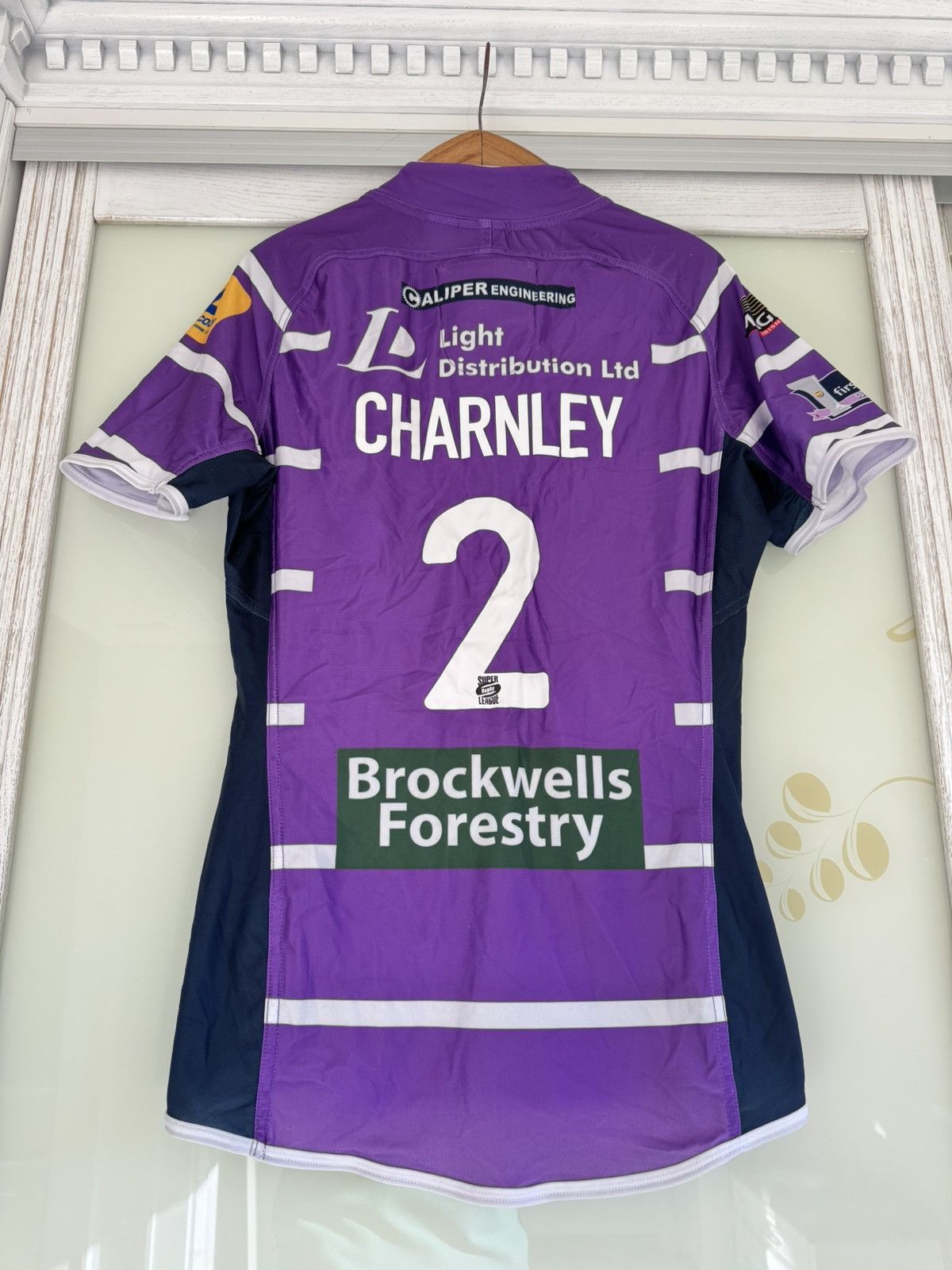Vintage Josh Charnley #2 Wigan Warriors Match Worn 2014 Away Jersey Size US L / EU 52-54 / 3 - 7 Thumbnail
