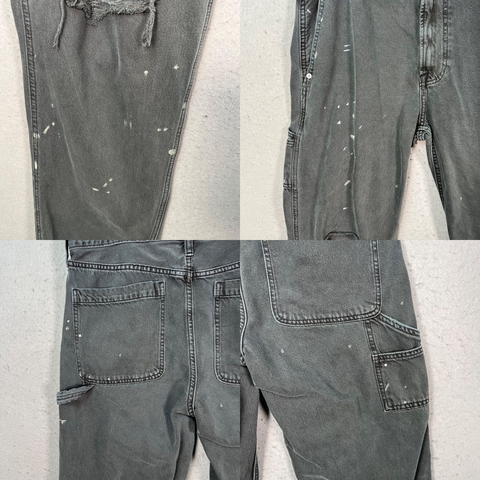 Abercrombie & Fitch Abercrombie & Fitch Mens Jeans 32 x 32 Gray Distressed Paint Splatter Baggy Straight Cotton Blend Mid Rise 32 Inseam Size US 32 / EU 48 - 9 Thumbnail