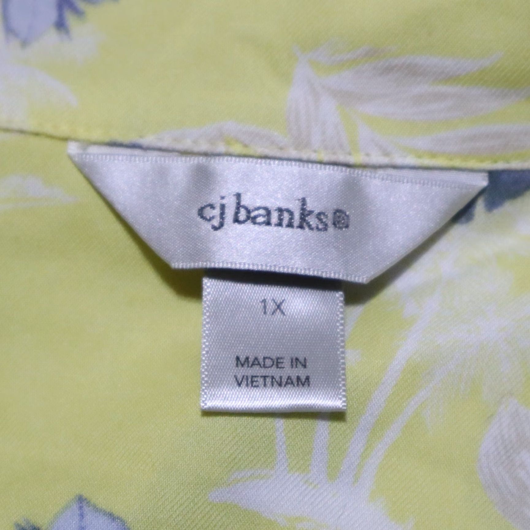 Vintage CJ Banks Yellow Shirt Women Plus Size 1X Floral Palm Blue Flower Blouse T-Shirt Size XL / US 12-14 / IT 48-50 - 3 Thumbnail