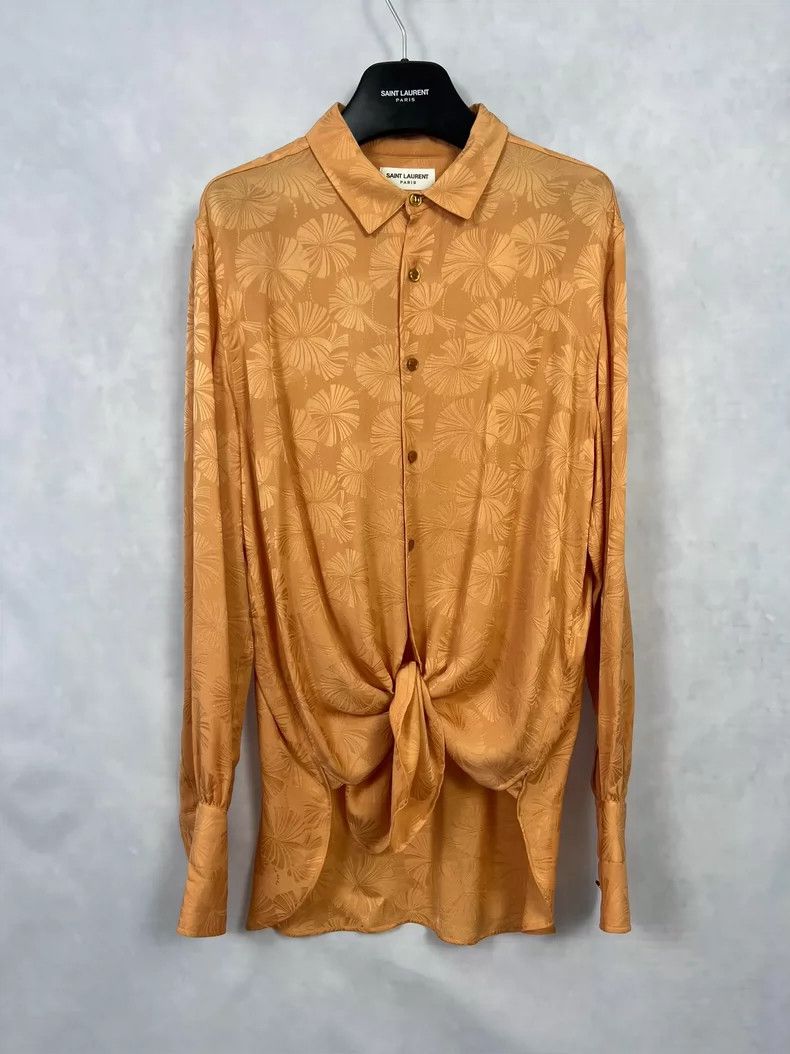 Saint Laurent Paris Saint Laurent Silk Ruffled Beige Shirt- DMC Size US M / EU 48-50 / 2 - 1 Thumbnail