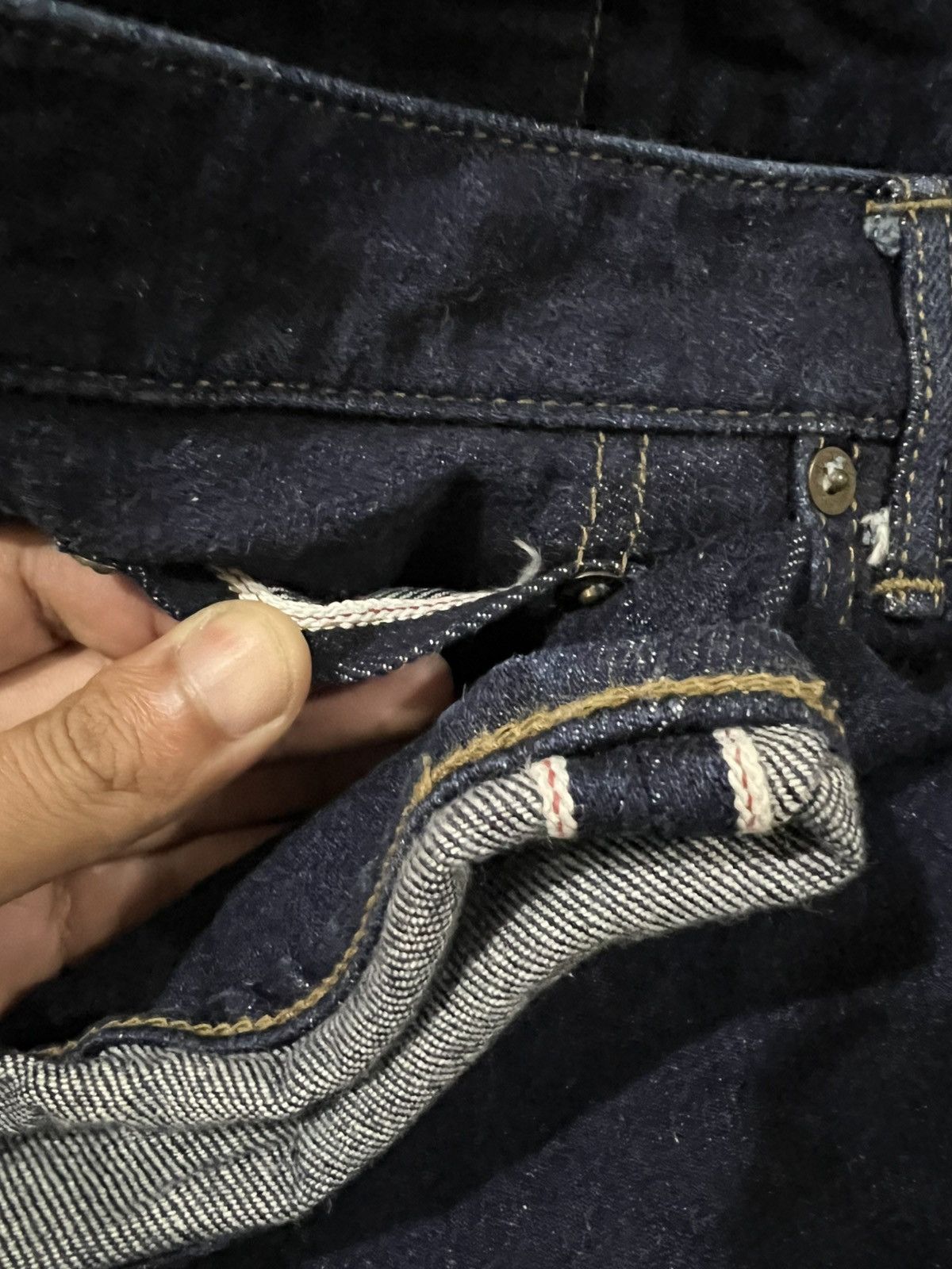 Indigo × Japan Blue Jeans × Samurai Jeans JBJ Selvaged 12.5oz "Circle" Stretch Denim Slim Tapered Fit Size US 30 / EU 46 - 7 Thumbnail