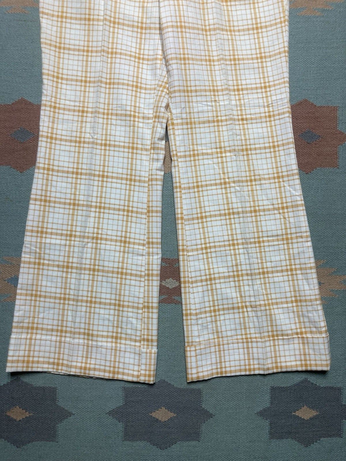 Vintage 70s flare bell bottom pants plaid lightweight disco 36x30 Size US 36 / EU 52 - 2 Thumbnail