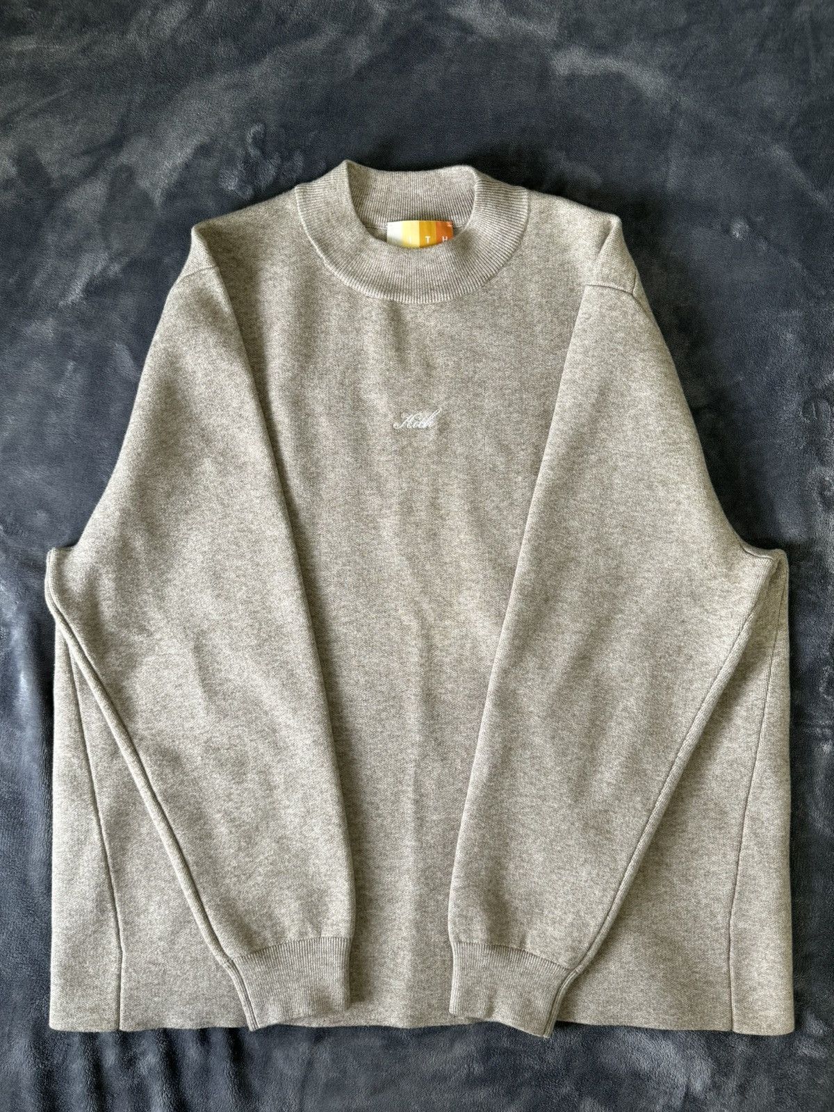 image of Kith Mockneck Paneled Crewneck in Sand, Men's (Size XL)