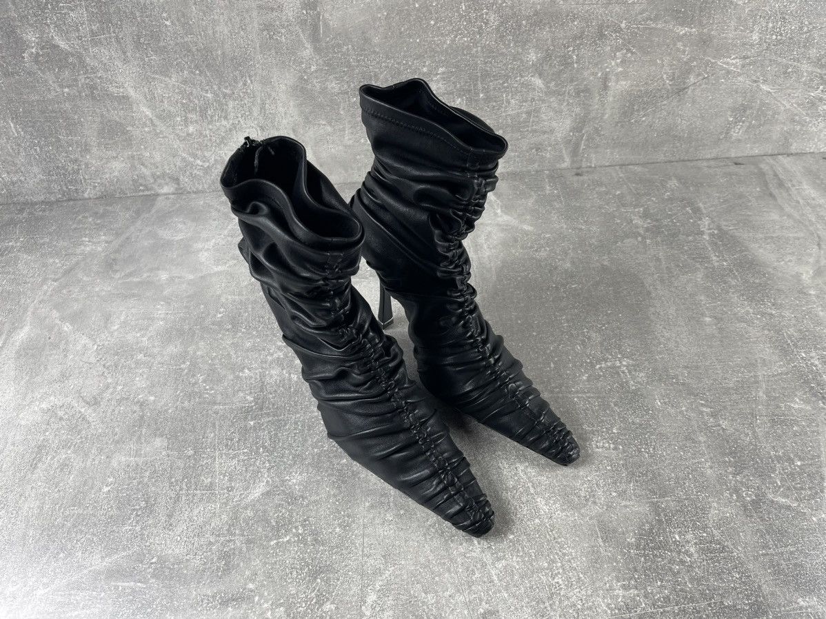 Alexander Wang Alexander Wang Ruched Leather High Heel Ankle Boots Black Size US 7 / IT 37 - 4 Thumbnail