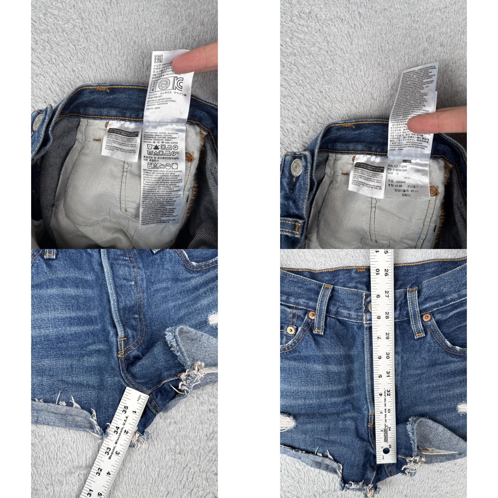 Levi's VINTAGE Levis 501 Shorts Womens 25x2 Blue Denim Button Fly Cutoff Distressed High Rise Casual 5-Pocket Womens Size 42" / US 20 - 8 Thumbnail