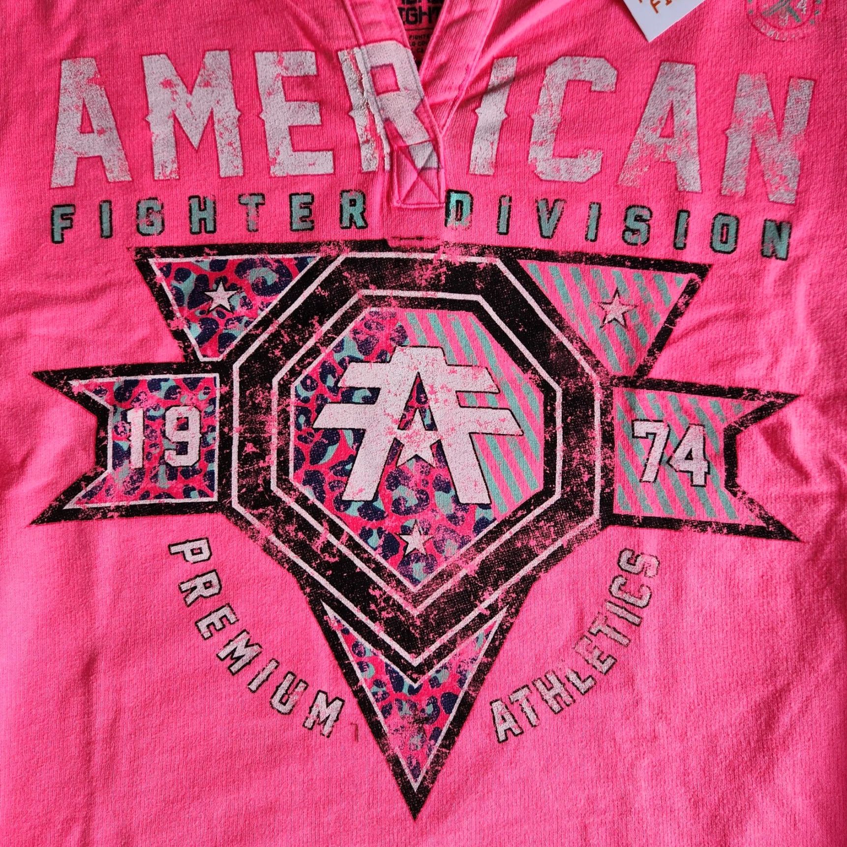 Vintage American Fighter Women's Pink XS Graphic Print Sweatshirt By Affliction Wingate Size XS / US 0-2 / IT 36-38 - 2 Thumbnail