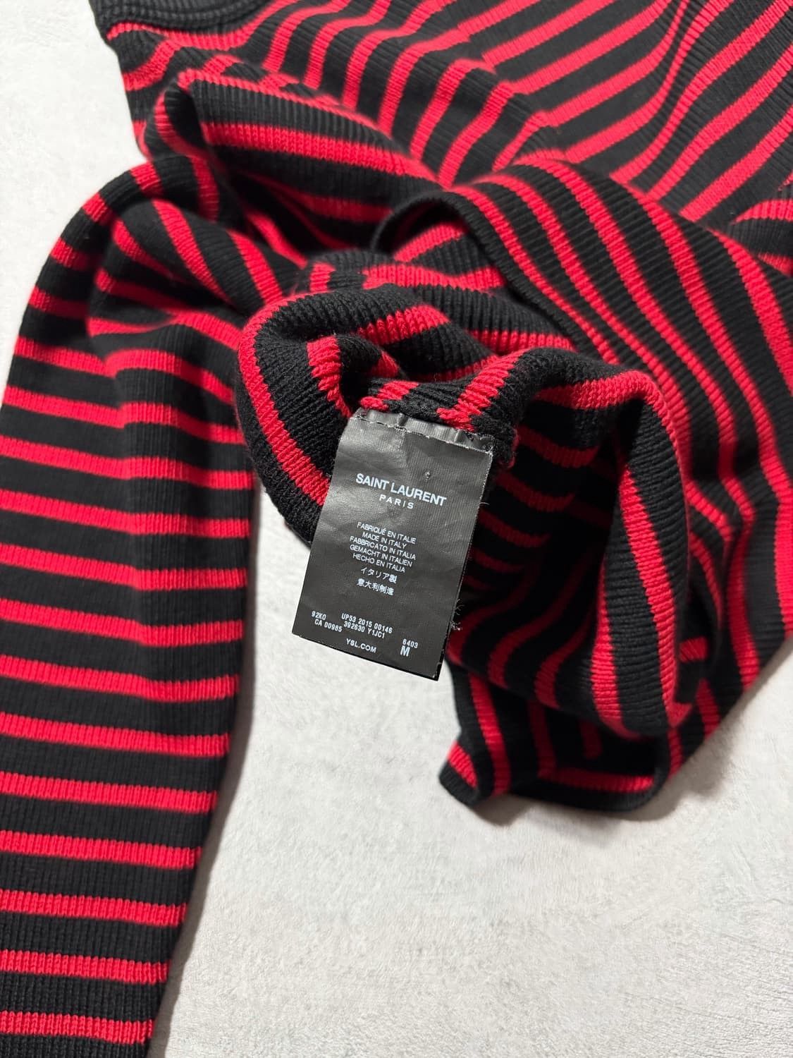 Saint Laurent Paris Saint Laurent Hedi Shoulder Zipper Border Knit Sweater Size US M / EU 48-50 / 2 - 10 Thumbnail