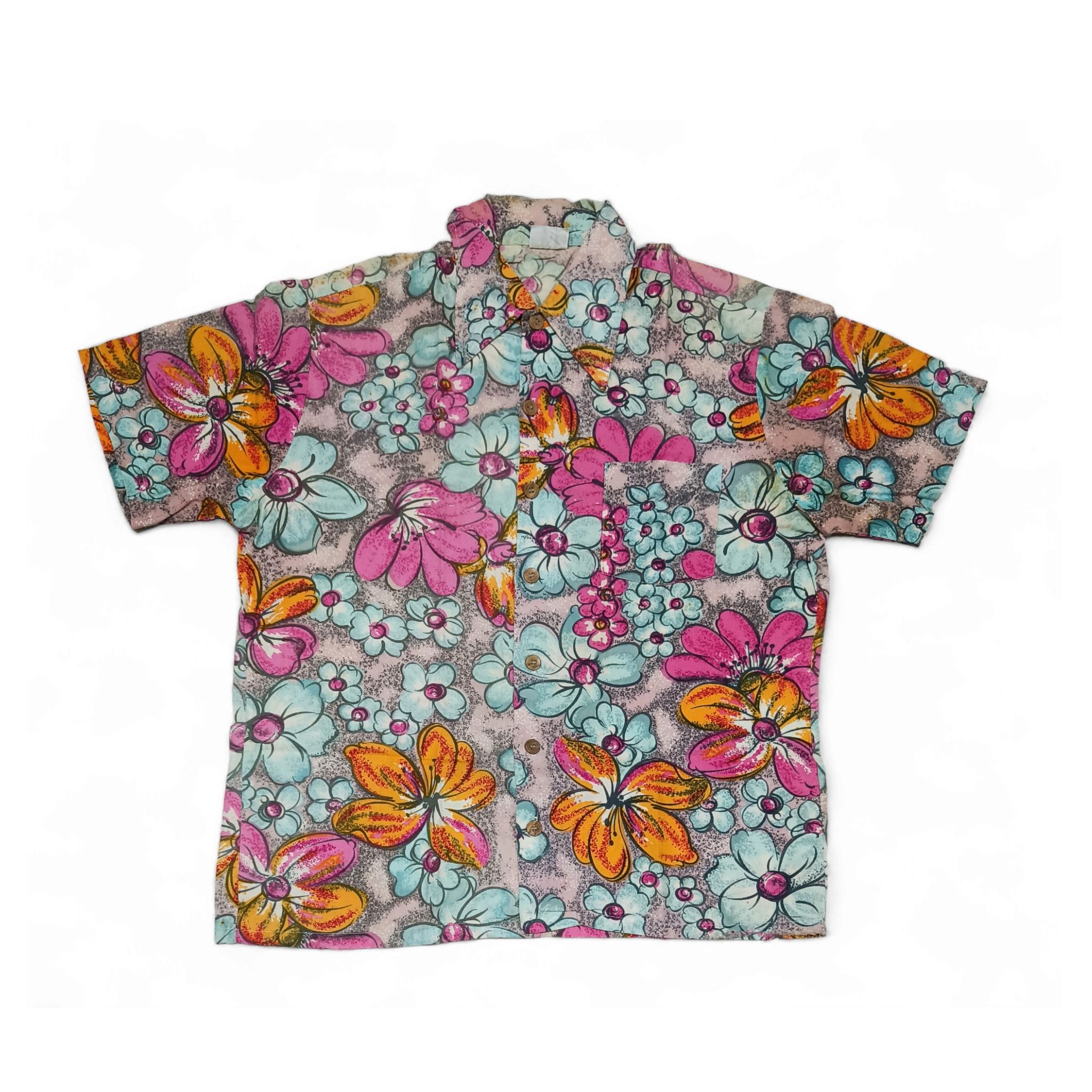 Vintage Beautiful Vintage 50s K Mart Floral Hawaiian Aloha Shirt Size US M / EU 48-50 / 2 - 1 Thumbnail