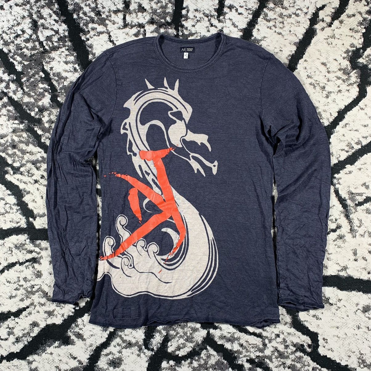 Armani × Vintage Vintage y2k Armani Dragon Japan Style Longsleeve Tshirt Tee Size M / US 6-8 / IT 42-44 - 1 Thumbnail
