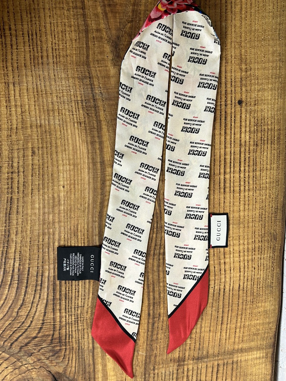 Gucci Gucci Silk Scarf Neck Bow Floral Flowers SS18 Limited Size ONE SIZE - 3 Thumbnail