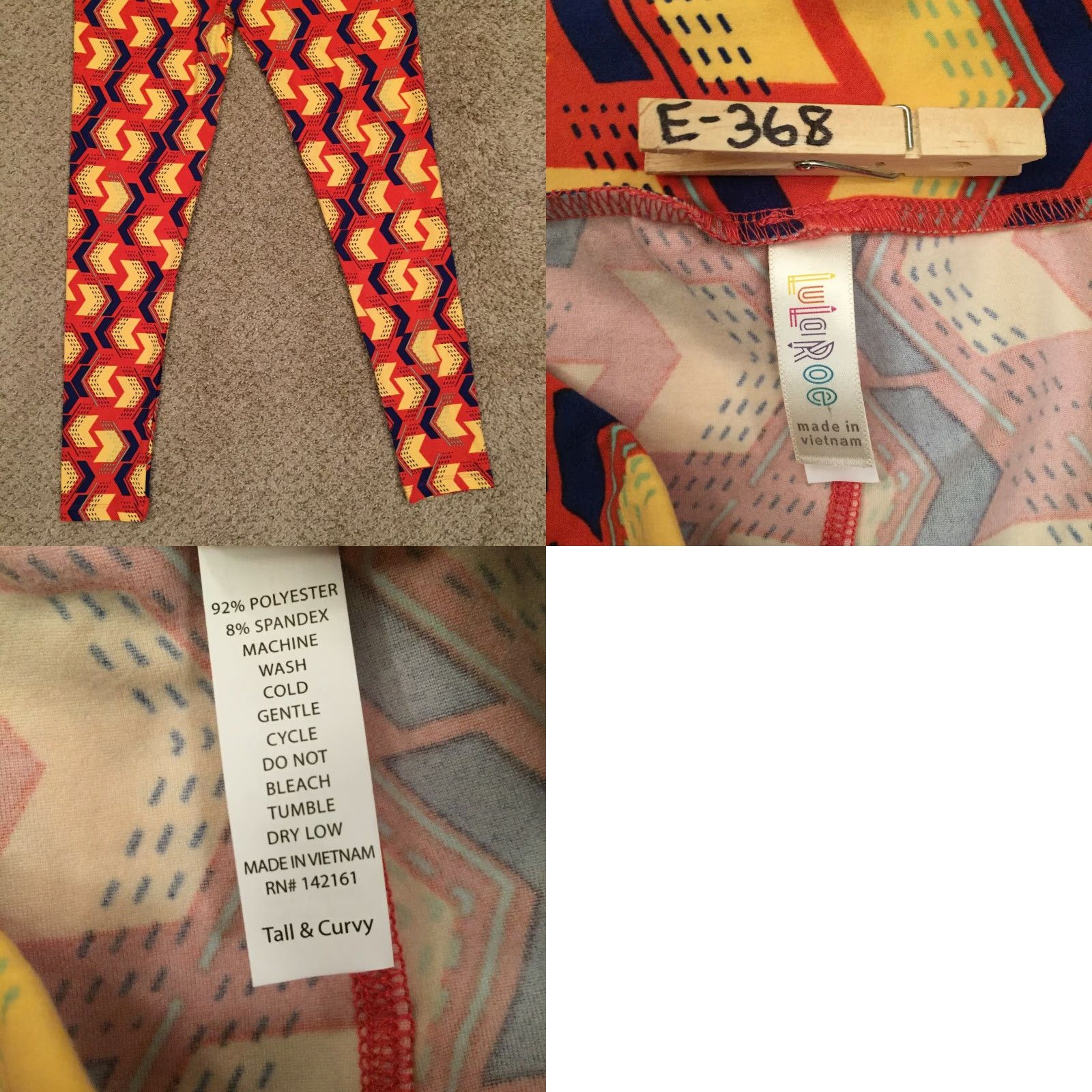 Vintage LuLaRoe Tall & Curvy Leggings Orange Chevron Jogger Elastic Waist Women 32 Inseam 27 High Rise Casual Size 24" / US 00 / IT 34 - 8 Thumbnail