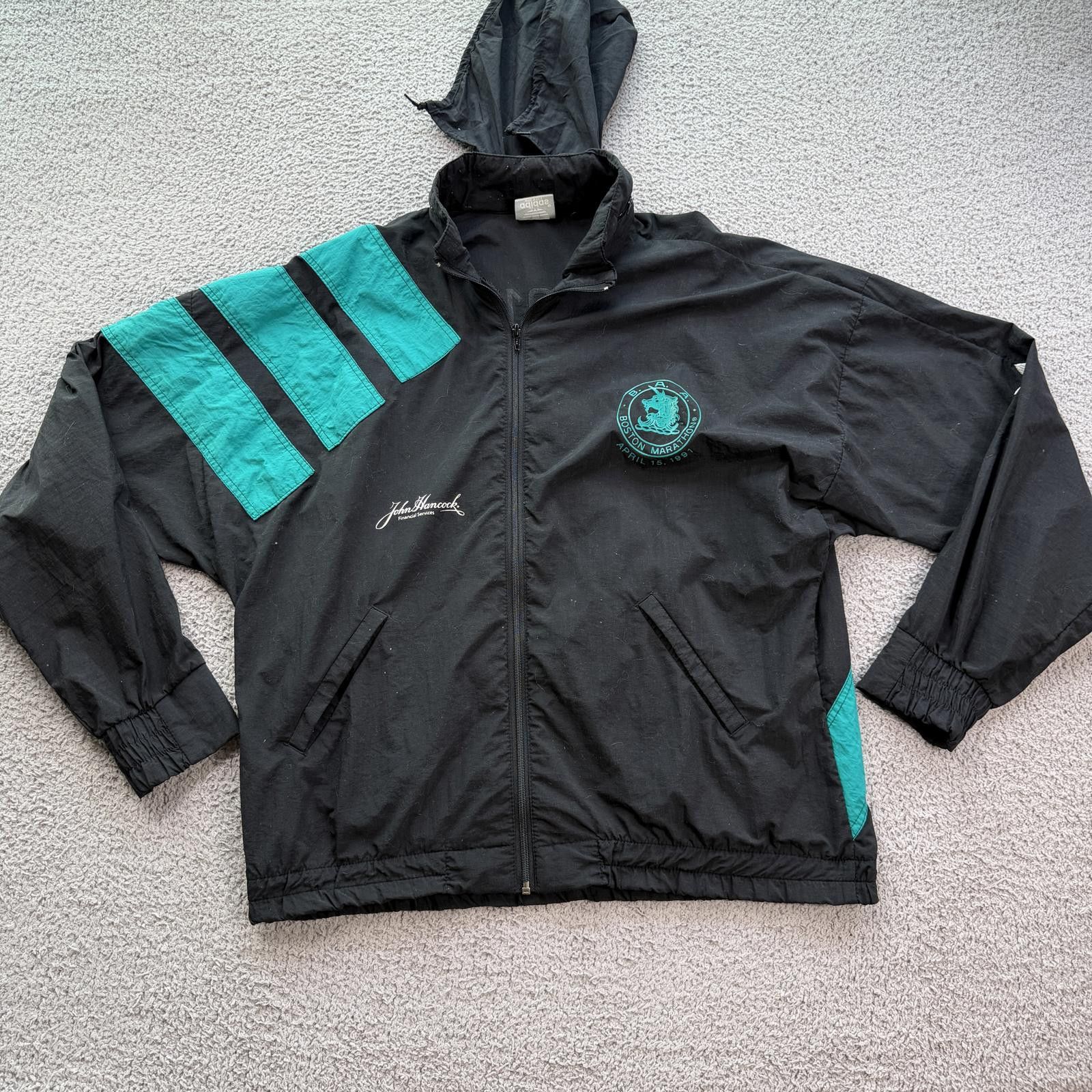 Adidas 1991 Boston Marathon Adidas Windbreaker Jacket Trefoil Y2K Size US L / EU 52-54 / 3 - 9 Thumbnail