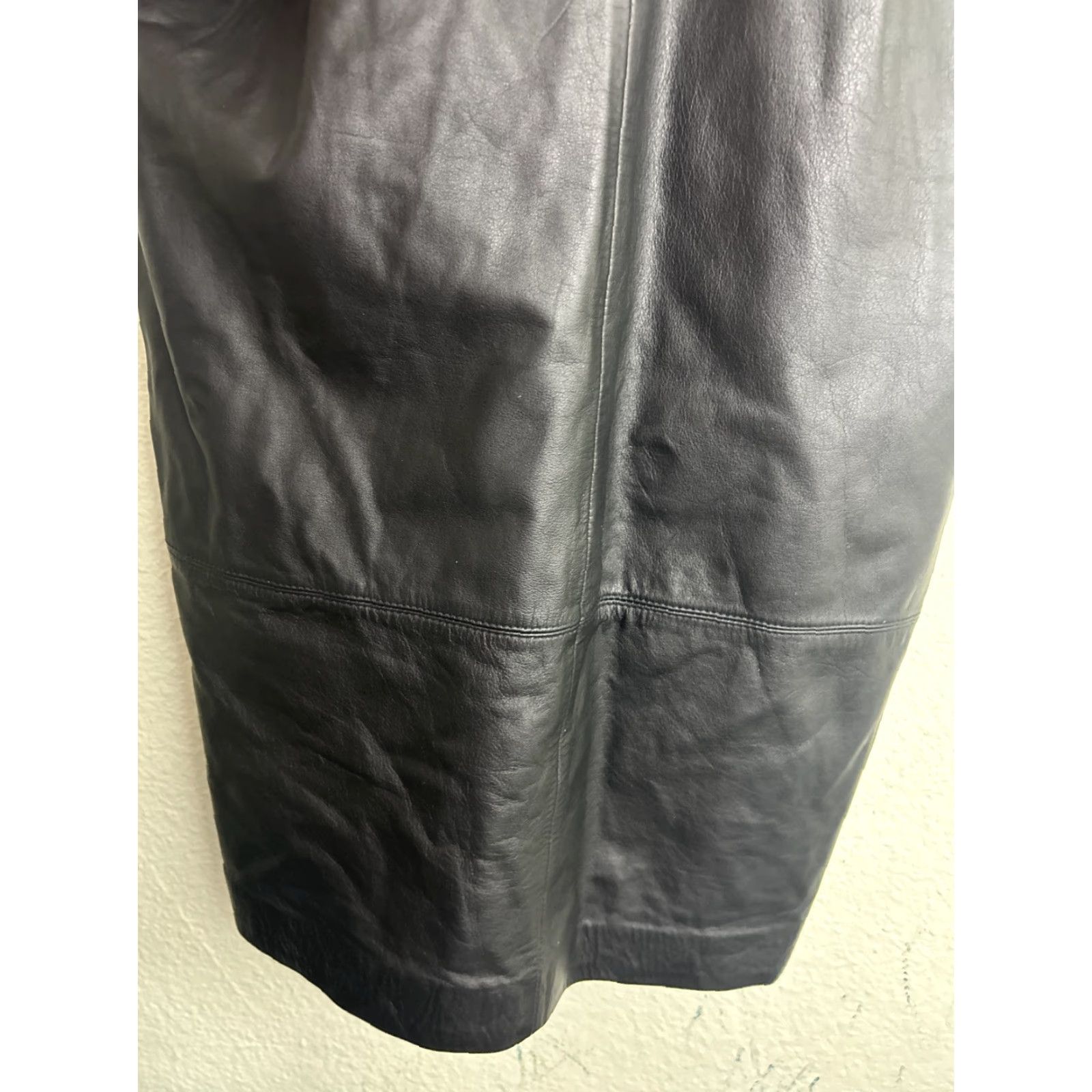 Vintage VINTAGE Morgan Taylor Petites Womens 12P Black Leather Pencil Dress Zip Back Womens Size XL / US 12-14 / IT 48-50 - 7 Thumbnail