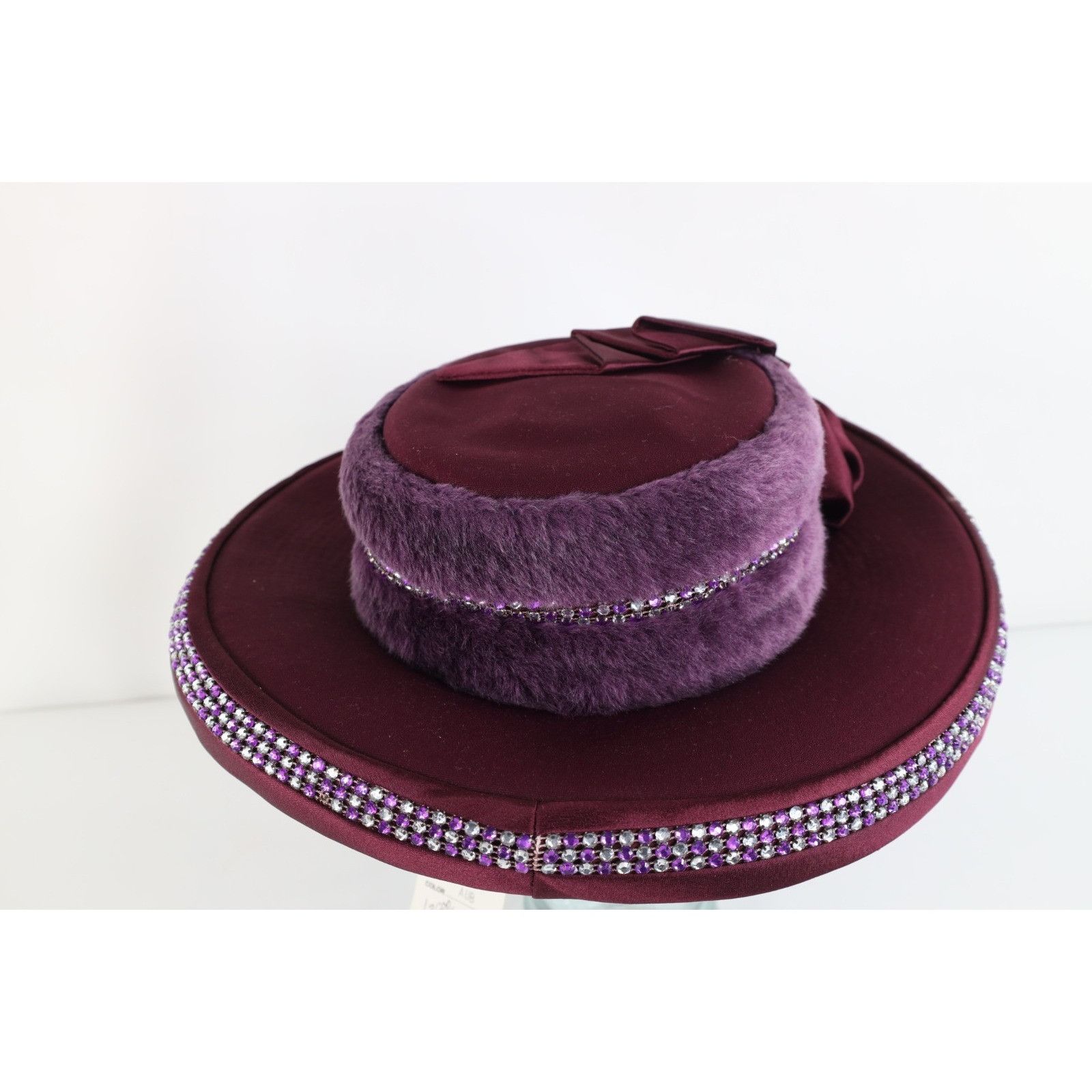 Vintage Deadstock Vintage 90s Elegant Bow Faux Fur Wide Brim Hat Size ONE SIZE - 4 Thumbnail