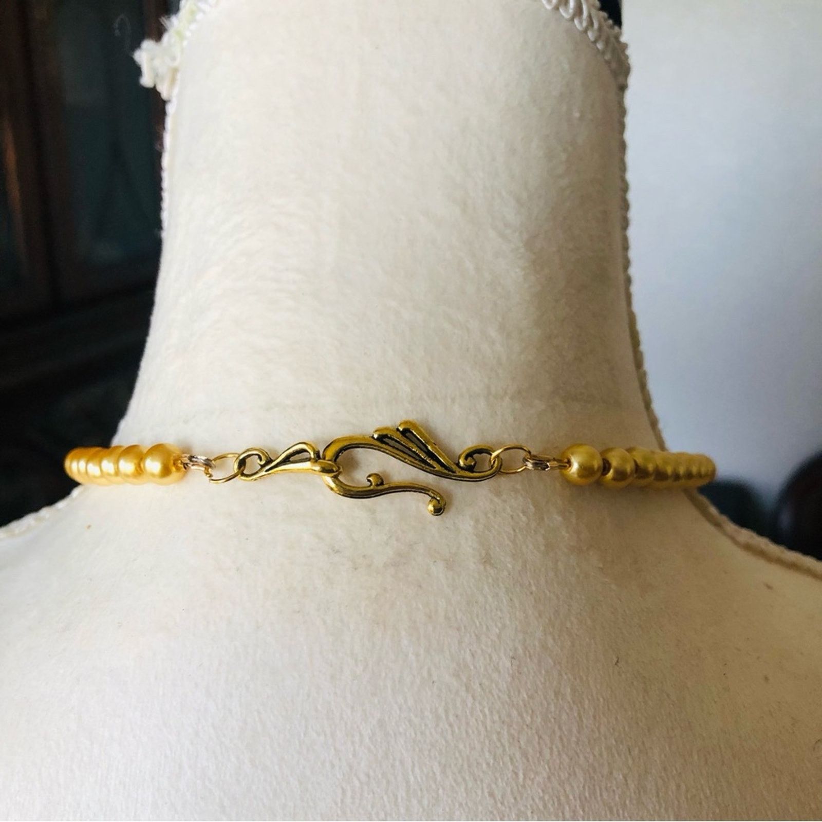 Handmade Handcrafted repurpose Egyptian medallion Pearl necklace Size ONE SIZE - 8 Thumbnail