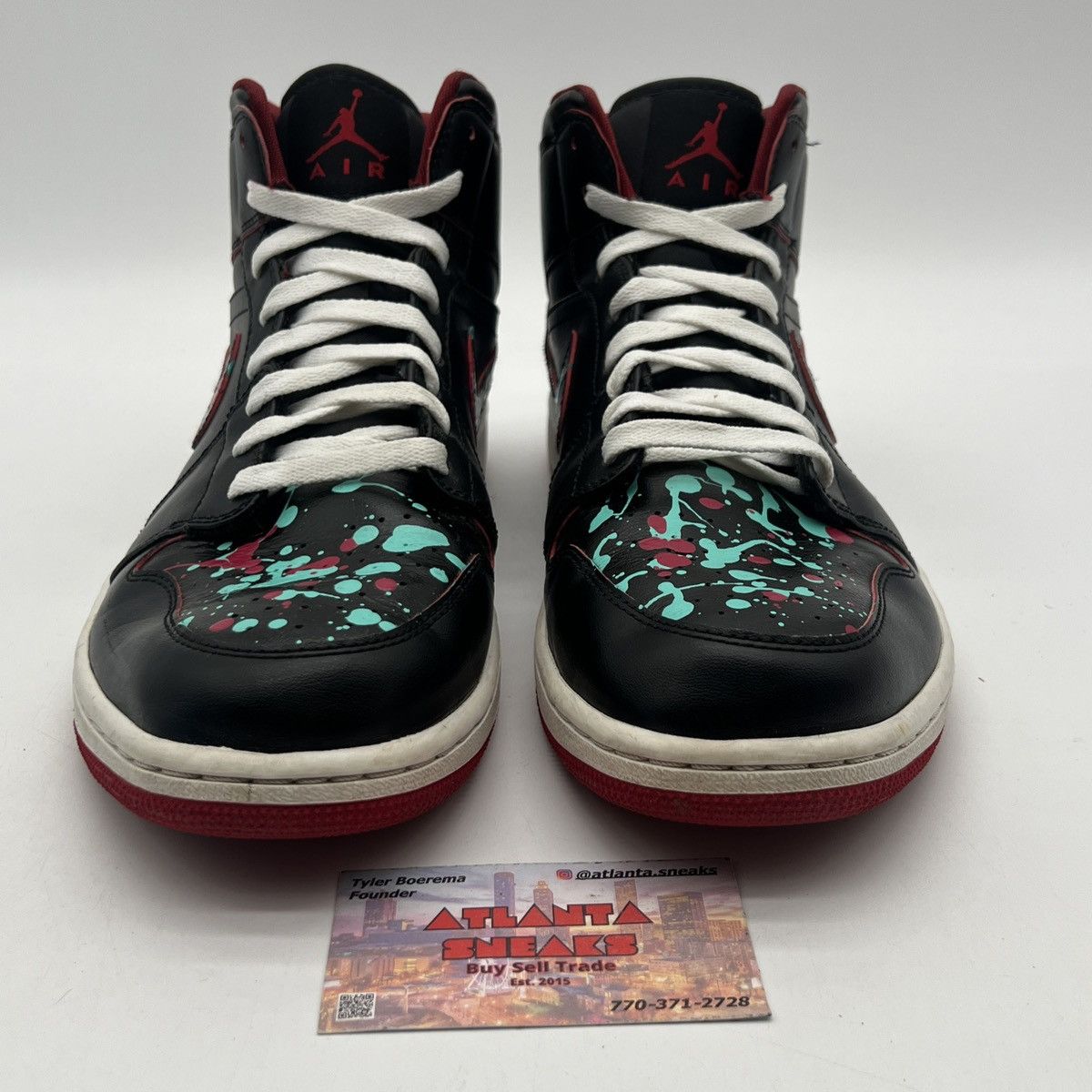 Nike Air Jordan 1 mid black red Size US 13 / EU 46 - 2 Thumbnail