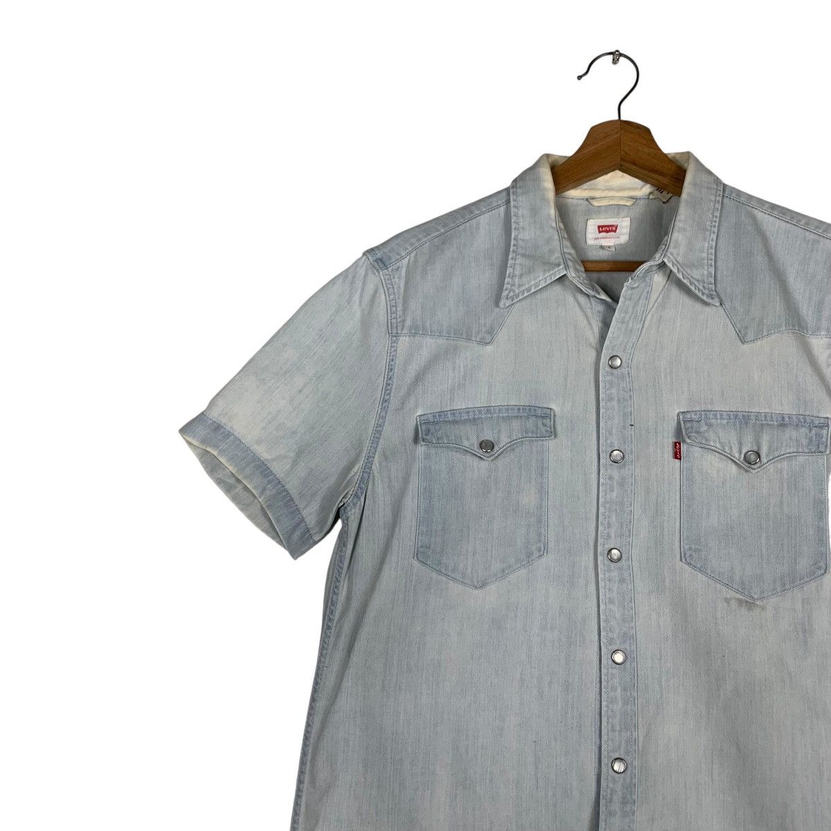 Levi's LEVI’S Blue Washed Chambray Work Shirt #1401-C63 Size US S / EU 44-46 / 1 - 6 Thumbnail