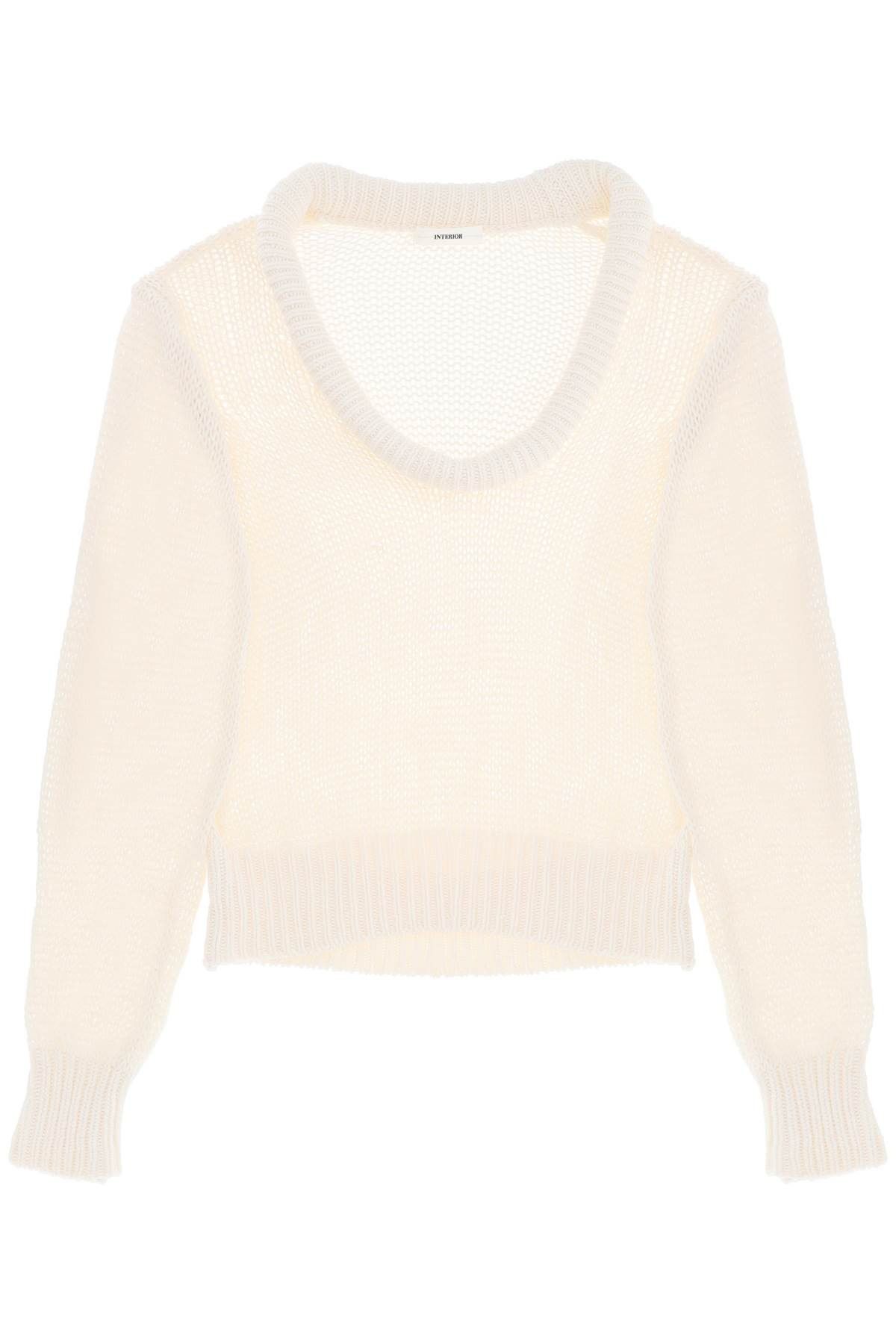 image of Interior NYC "open-Knit Bruno Pullover in Nero, Women's (Size Small)