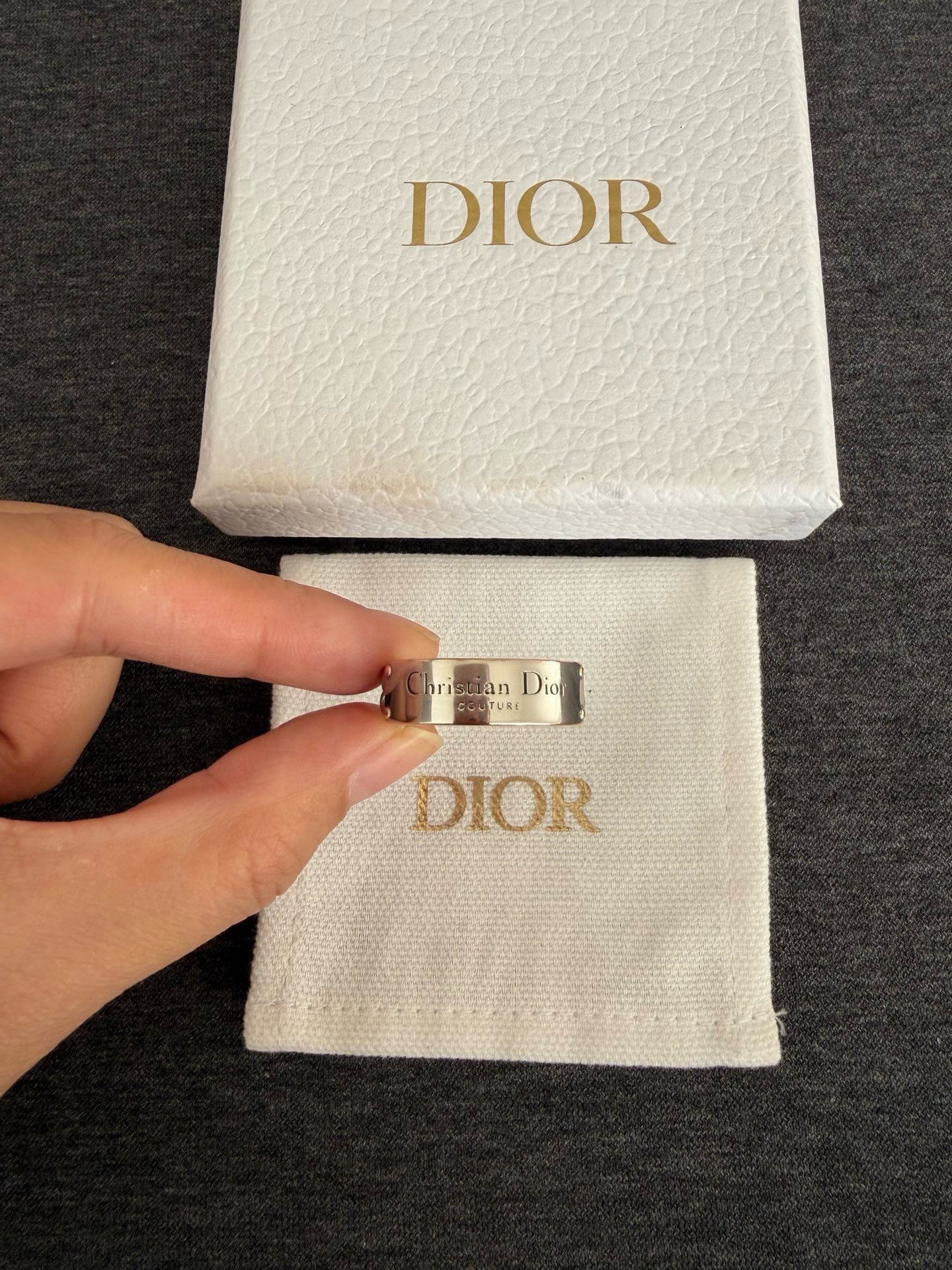 Dior Dior Men's Silver Logo Chain Ring Size ONE SIZE - 1 Thumbnail