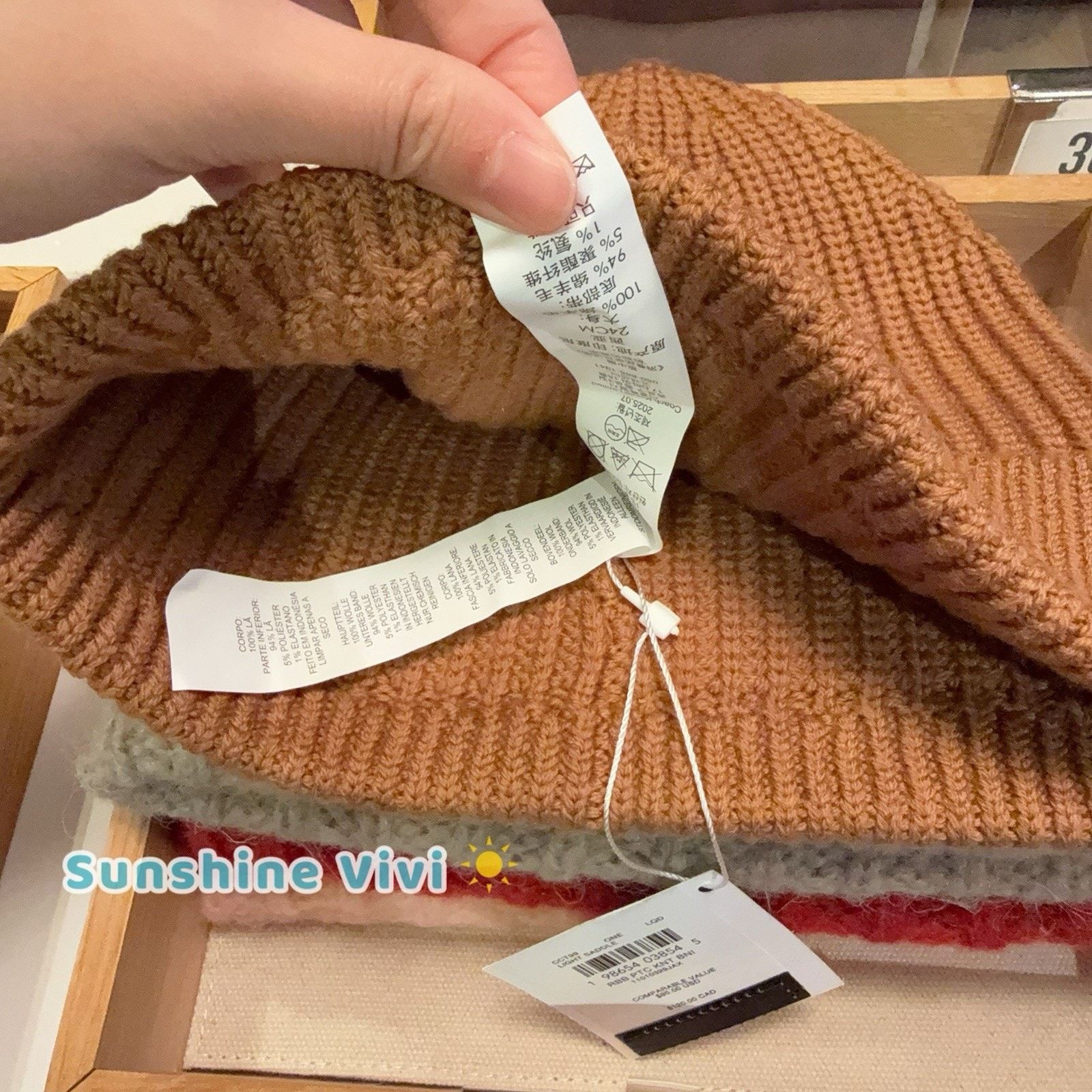 Coach NWT Coach Knit Beanie Rubber Patch Light Saddle 100% Wool Size ONE SIZE - 3 Thumbnail