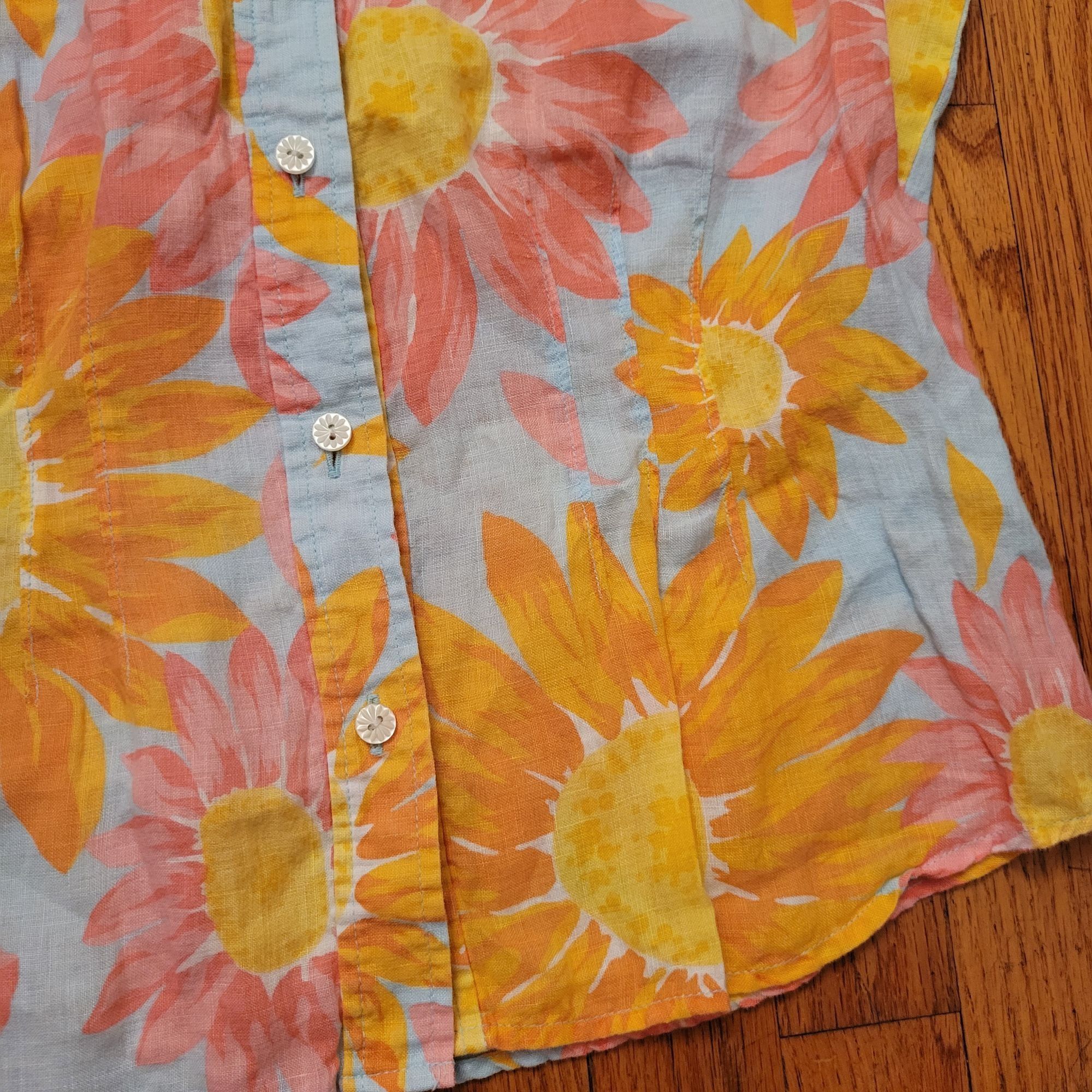 Liz Claiborne Liz Claiborne Sunflower Print Short Sleeve Button Up Blouse Size M / US 6-8 / IT 42-44 - 7 Thumbnail