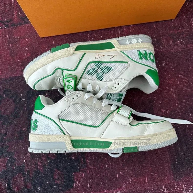 Louis Vuitton Louis Vuitton White and green velcro trainer board shoes Size US 8.5 / EU 41-42 - 3 Thumbnail