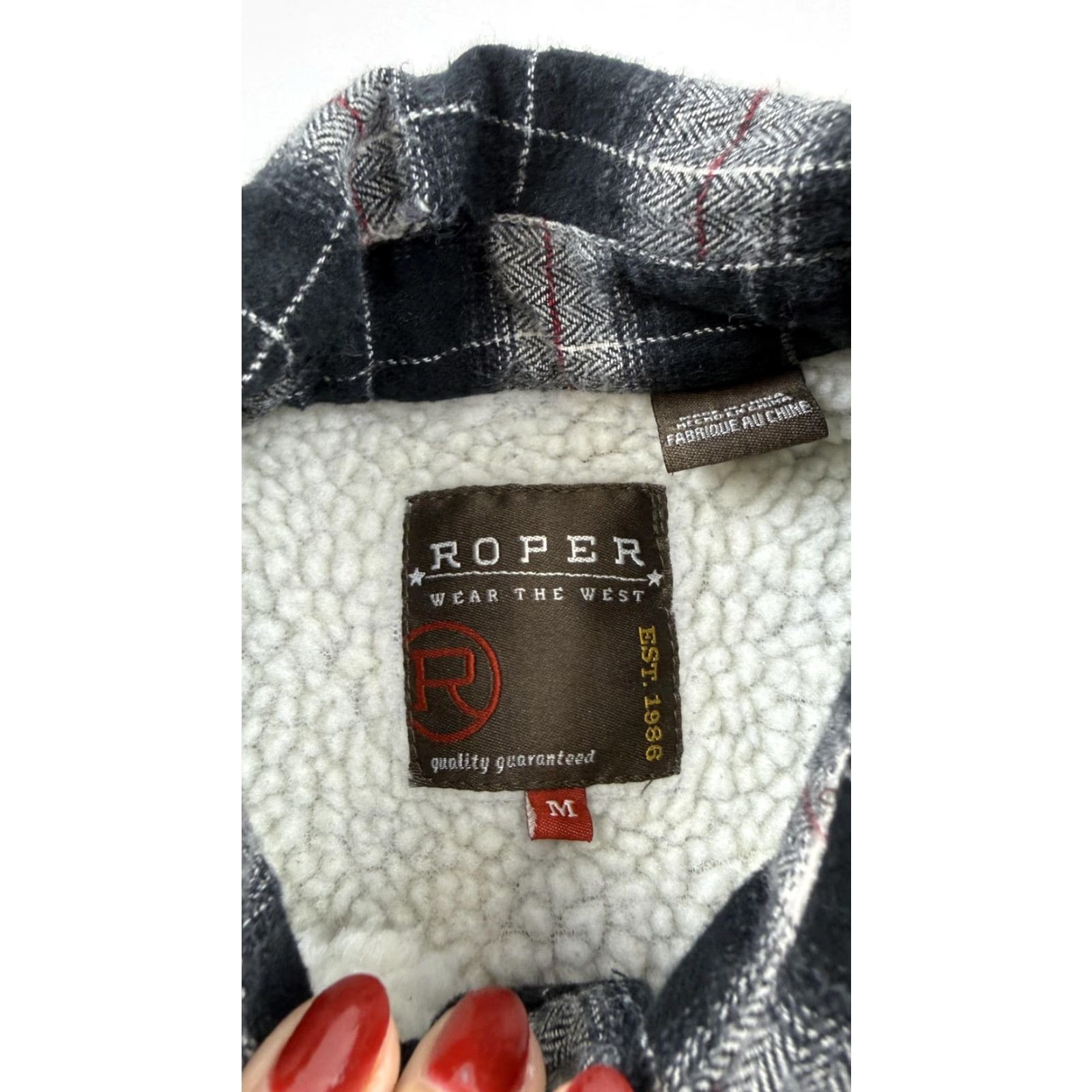 Roper Roper Shirt Jacket Mens M Black Plaid Flannel Sherpa Lined Snap Western Quilted Shirt Jacket Size US M / EU 48-50 / 2 - 3 Thumbnail