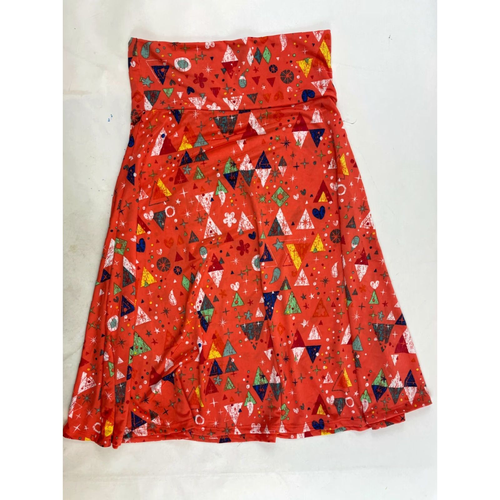 Vintage LuLaRoe Skirt Women's Size S Red Geometric A-Line Pull On Knee Length Casual Party/Cocktail Mens? Womens Size 28" / US 6 / IT 42 - 2 Thumbnail