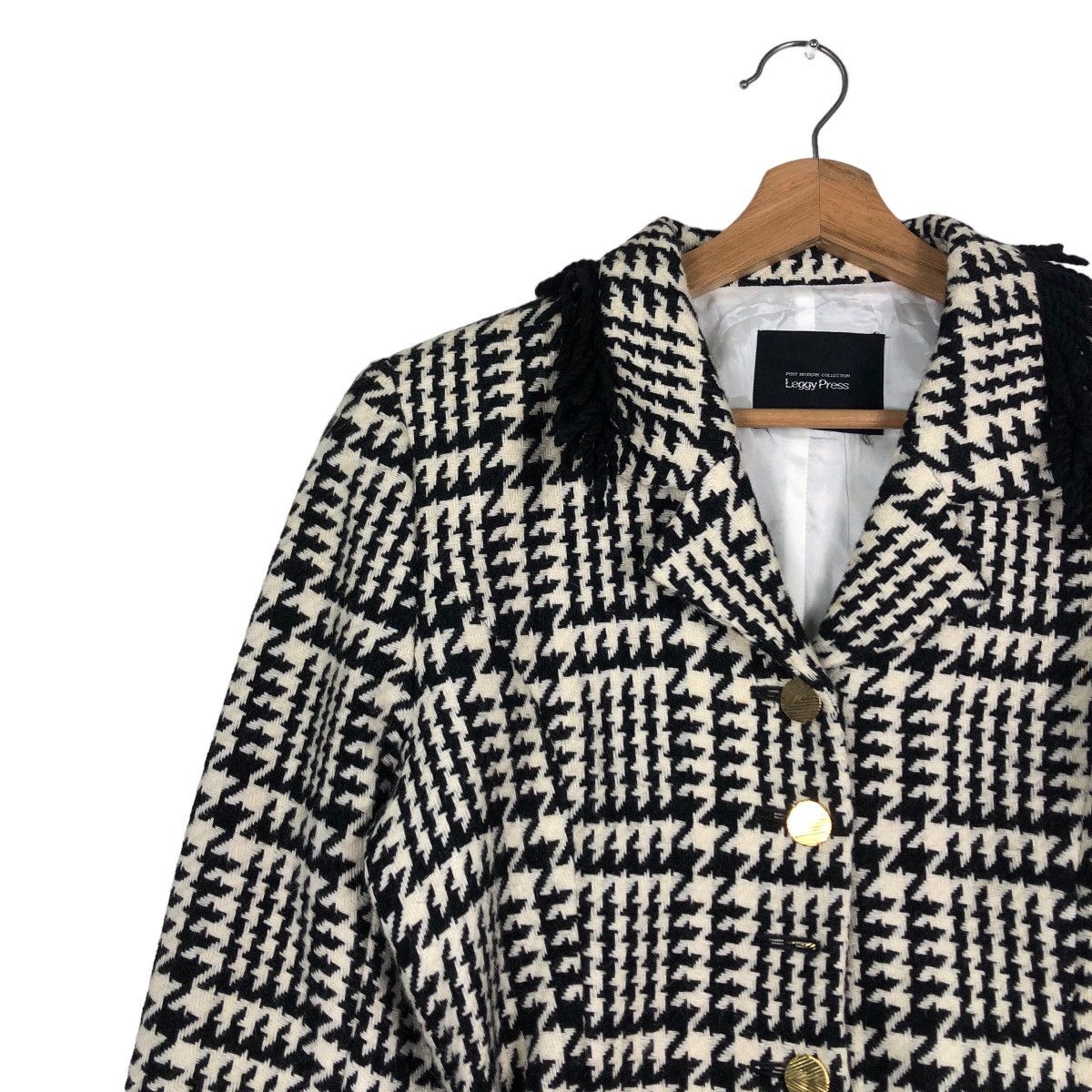 Japanese Brand 🔥Vintage Cropped Tweed Jacket Wool Belt Leggy Press Japan Size M / US 6-8 / IT 42-44 - 7 Thumbnail