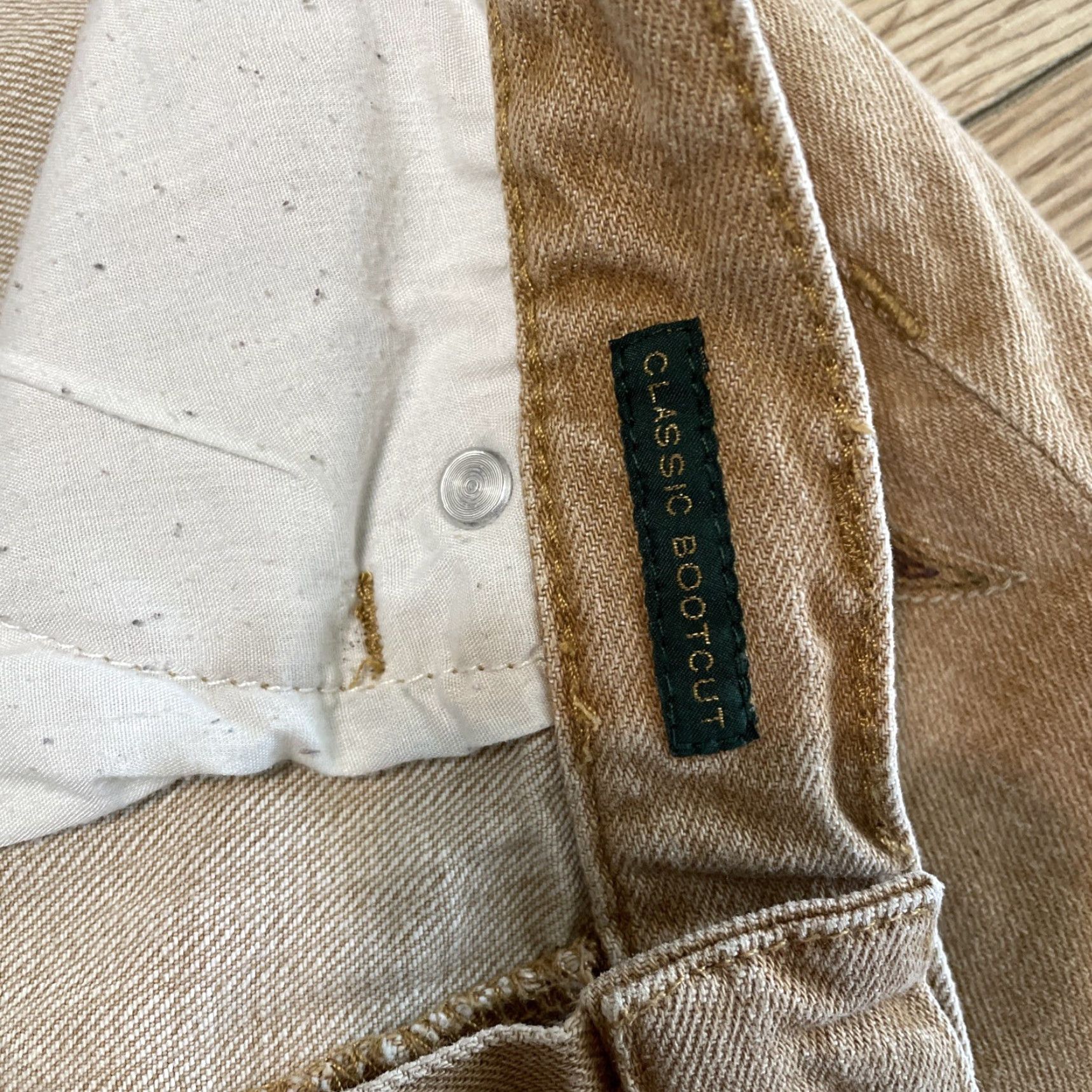 Vintage Lauren Jeans Co. Womens Stretch Bootcut Jeans Embroidered Tan Size 6 Size 28" / US 6 / IT 42 - 3 Thumbnail