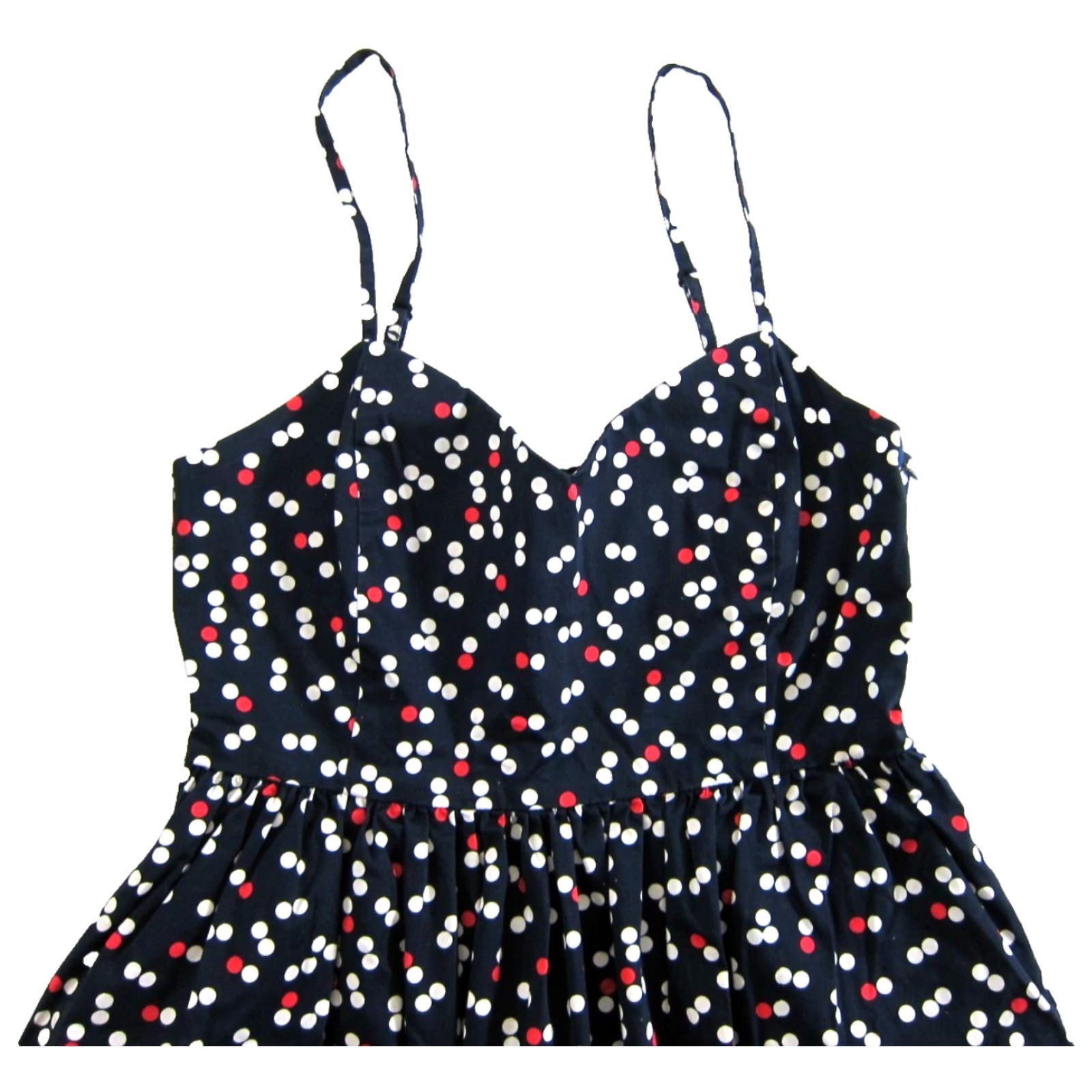 Gap GAP Navy Blue Red White Polka Dot Pocket Slip Dress 8 Cotton Stretch Sheath Dress Size M / US 6-8 / IT 42-44 - 4 Thumbnail