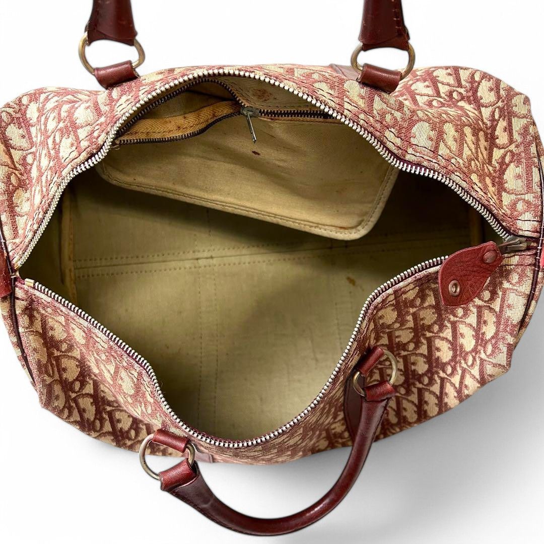 Dior Dior - Boston Trotter Handbag Leather Monogram Bordeaux Size ONE SIZE - 5 Thumbnail