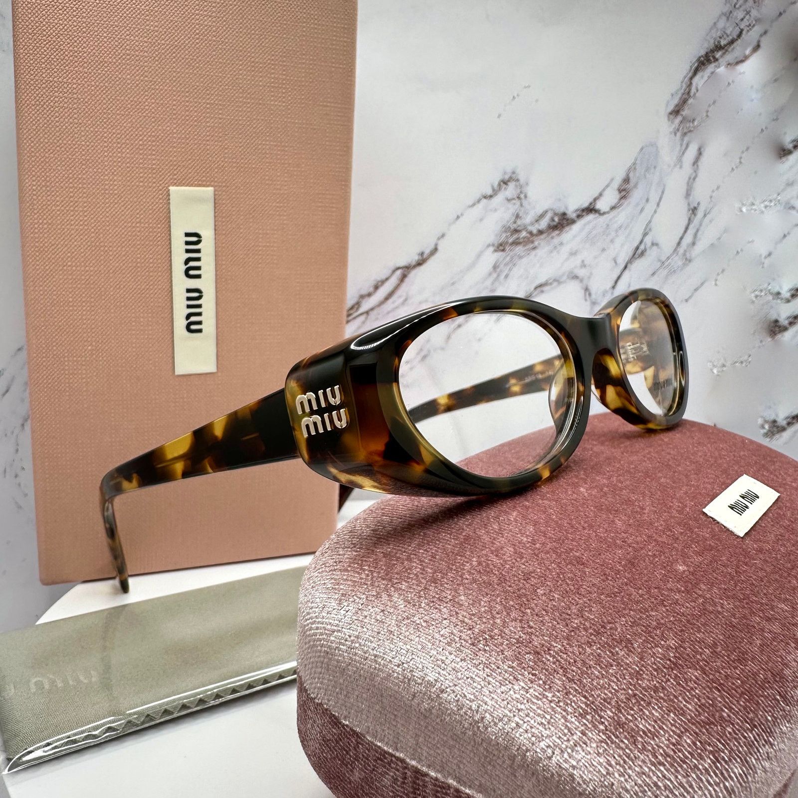 Miu Miu New MIU MIU Eyeglasses Brown Oval 53 Honey Havnana Rx-able Size ONE SIZE - 15 Thumbnail