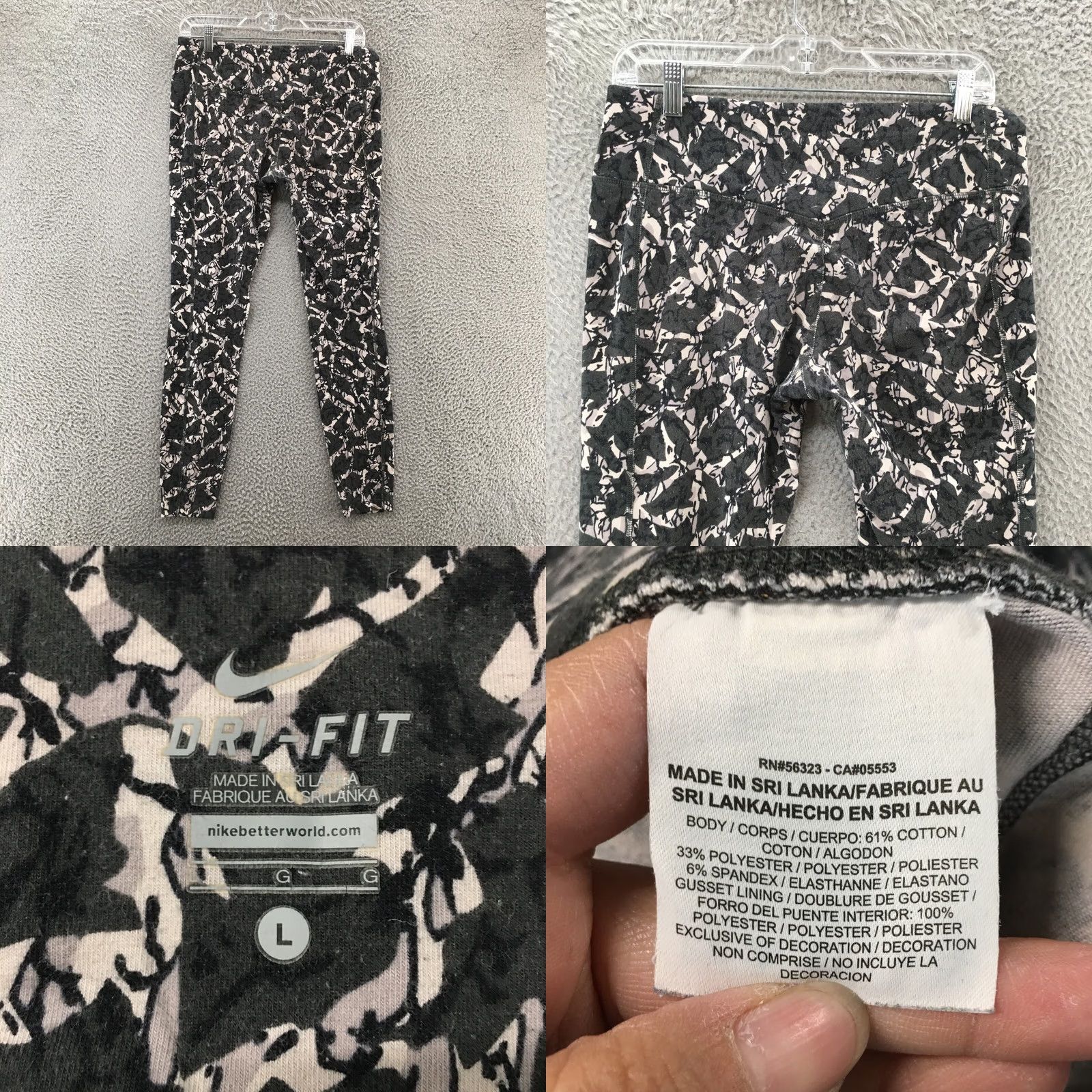 Nike Nike Skinny Leggings Pants Womens L Gray Camo Pull On Mid Rise 30x27.5 Nike Dri-FIT Leggings Womens L Camouflage Gray Pull On Activewear Pants Size 36" / US 14 / IT 50 - 8 Thumbnail