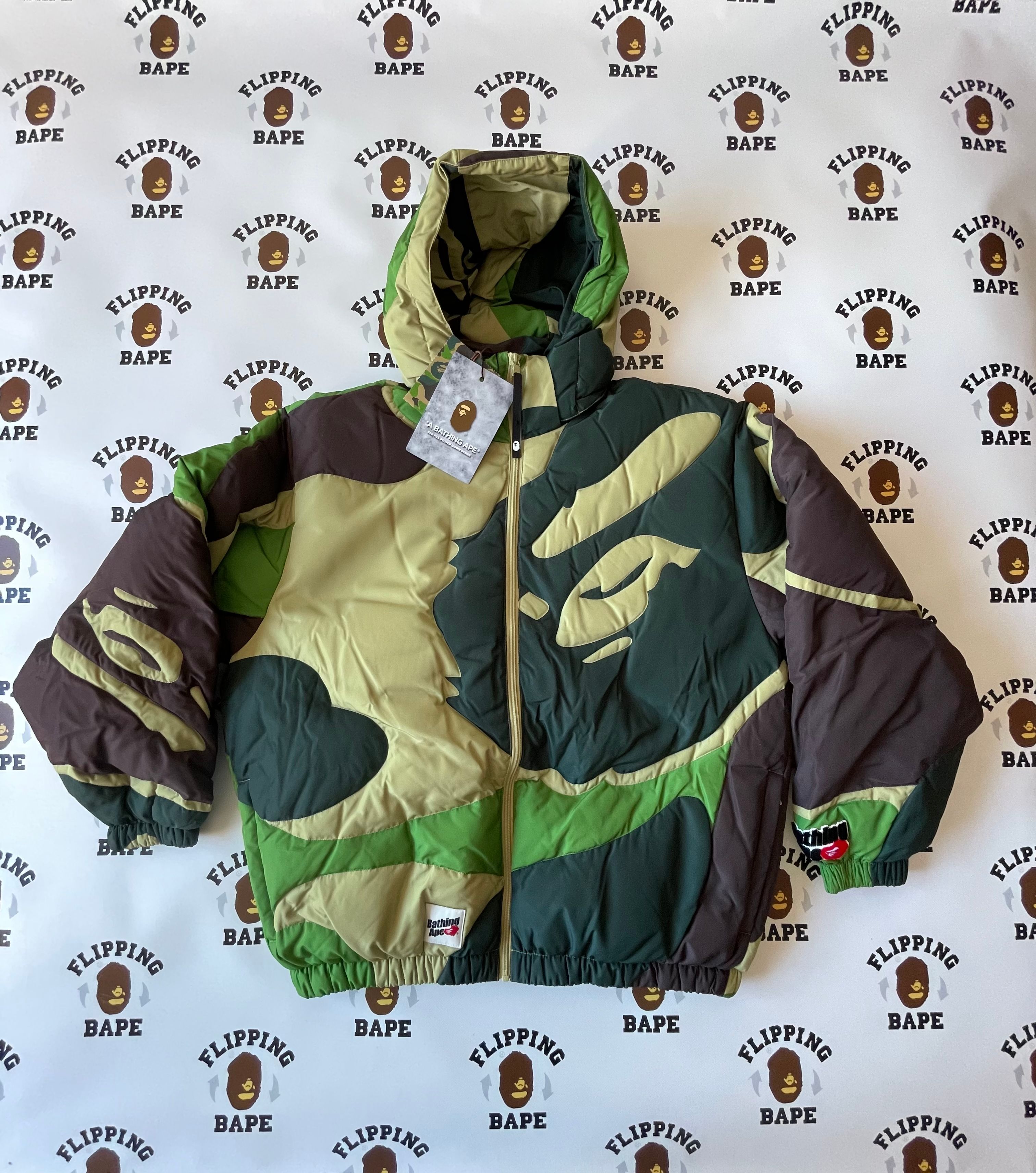 Pre-owned Bape Mega Abc Camo Detachable Hoodie Puffer Down Jacket In Green