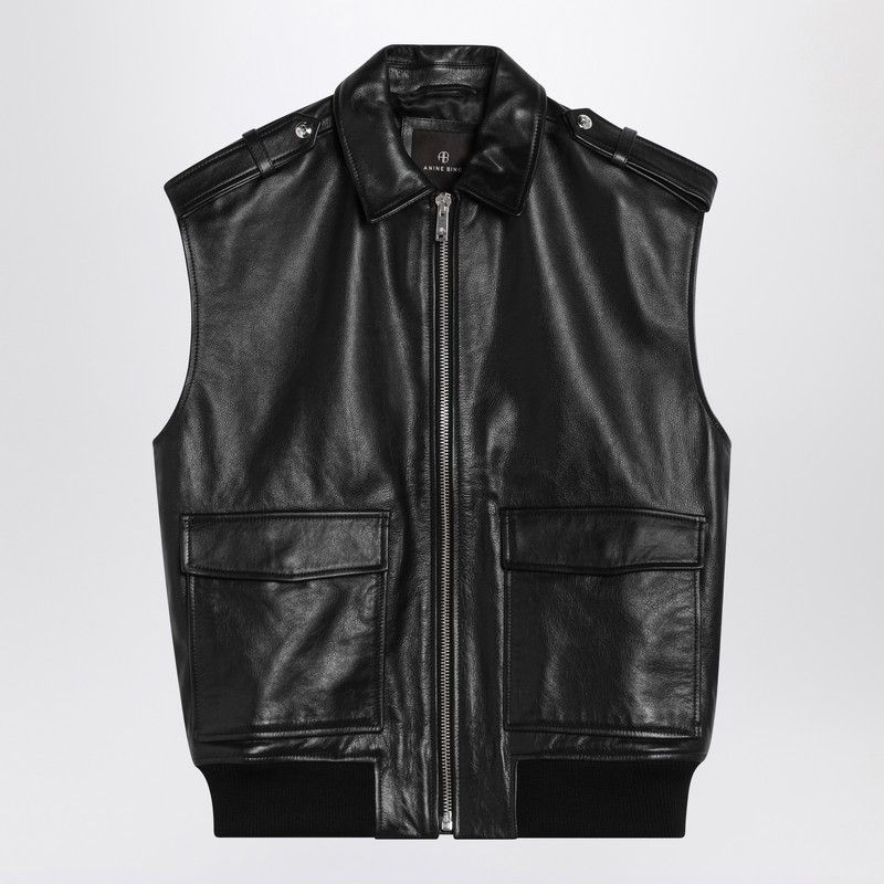 Anine Bing Anine Bing Sonnie Black Leather Gilet | Grailed