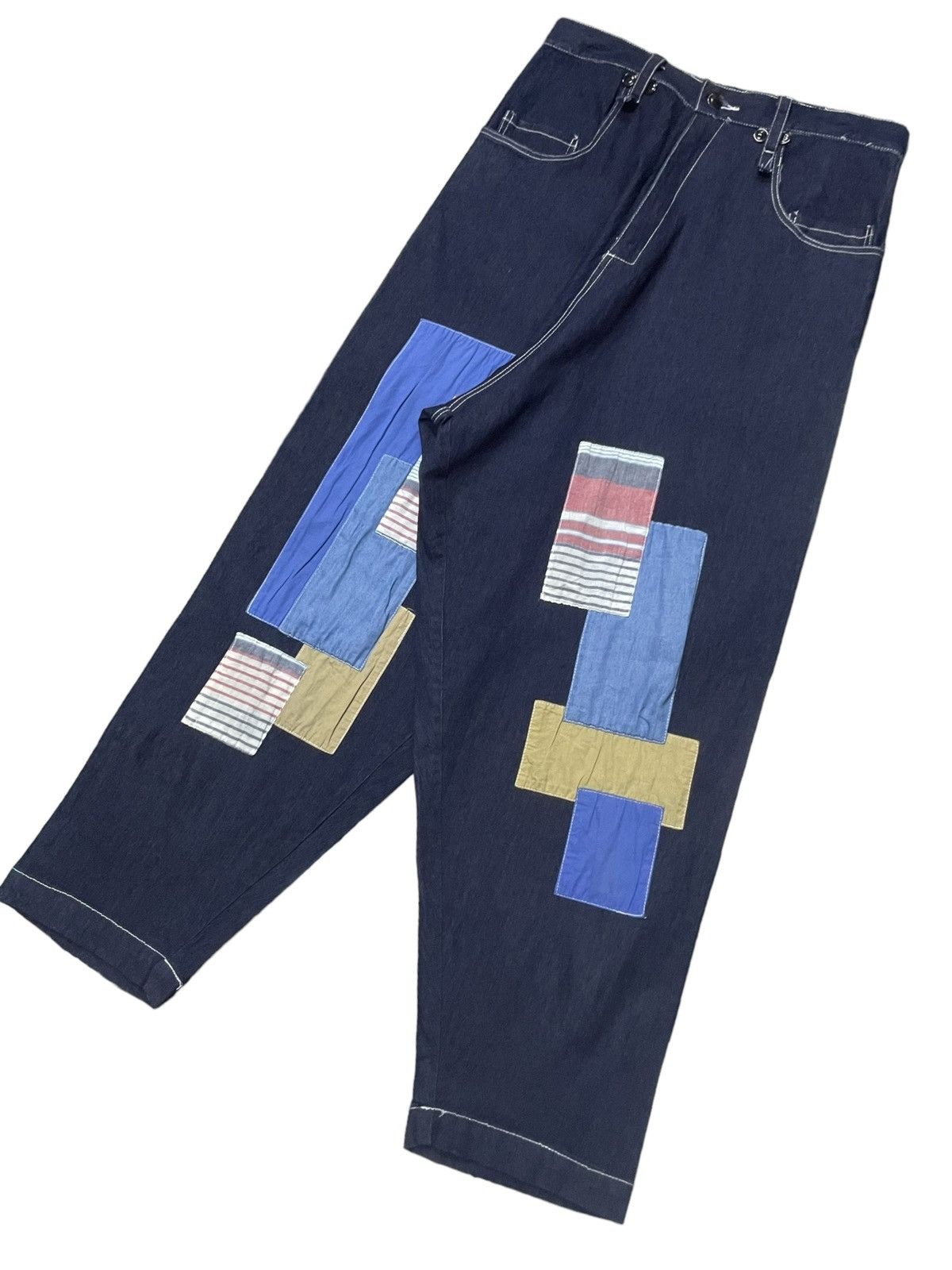 Japanese Brand × Y's for Men KMK Japan Patchwork Baggy Balloon Denim Pants Yohji Style Size US 30 / EU 46 - 4 Thumbnail