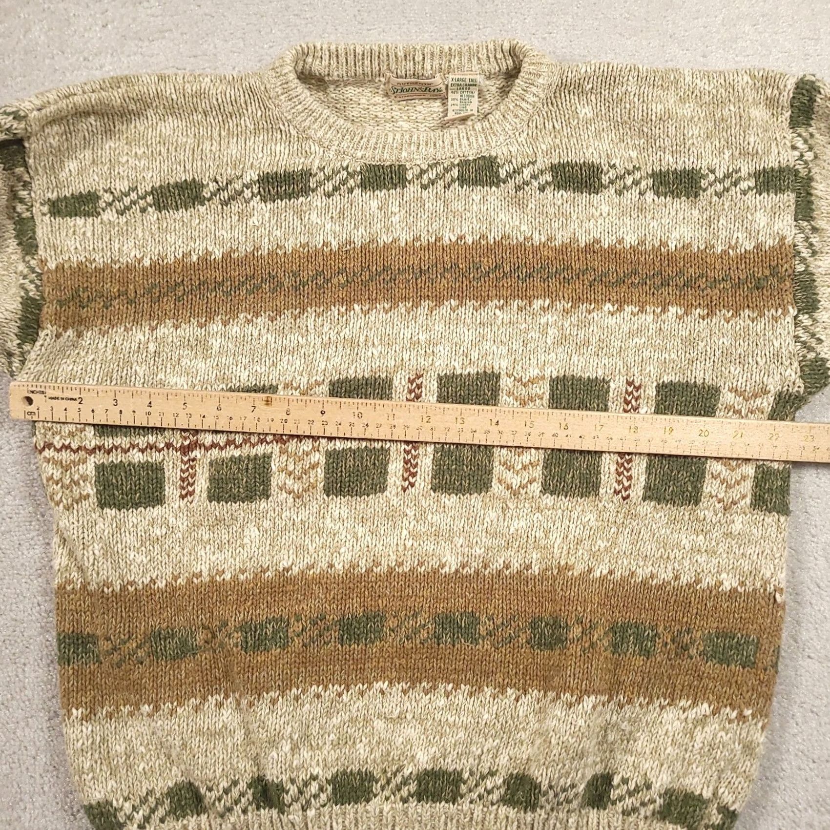 Vintage VINTAGE St Johns Bay Chunky Knit Long Sleeve Sweater Mens XLT Linen Blend Shirt Pullover Beige Geometric Classic Western 90s? Size US XL / EU 56 / 4 - 2 Thumbnail